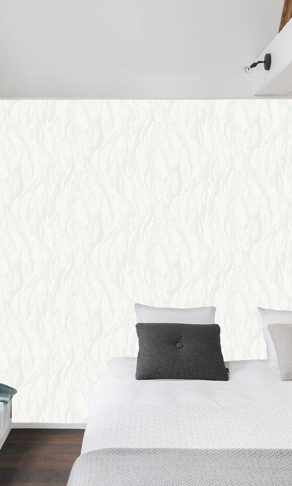 Silver Feather Abstract Marble Wallpaper R10191