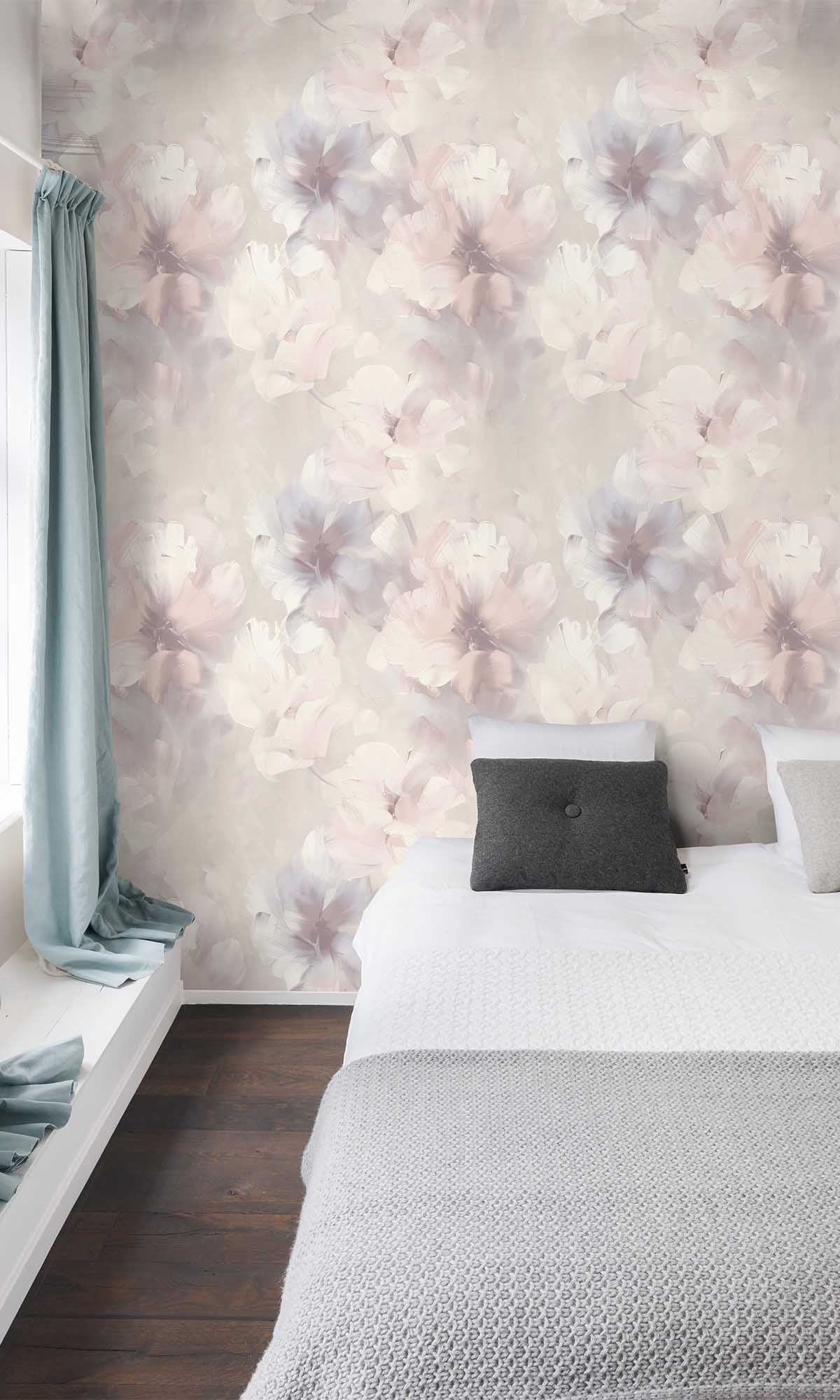 Coral Cream Floral Art Wallpaper R10201