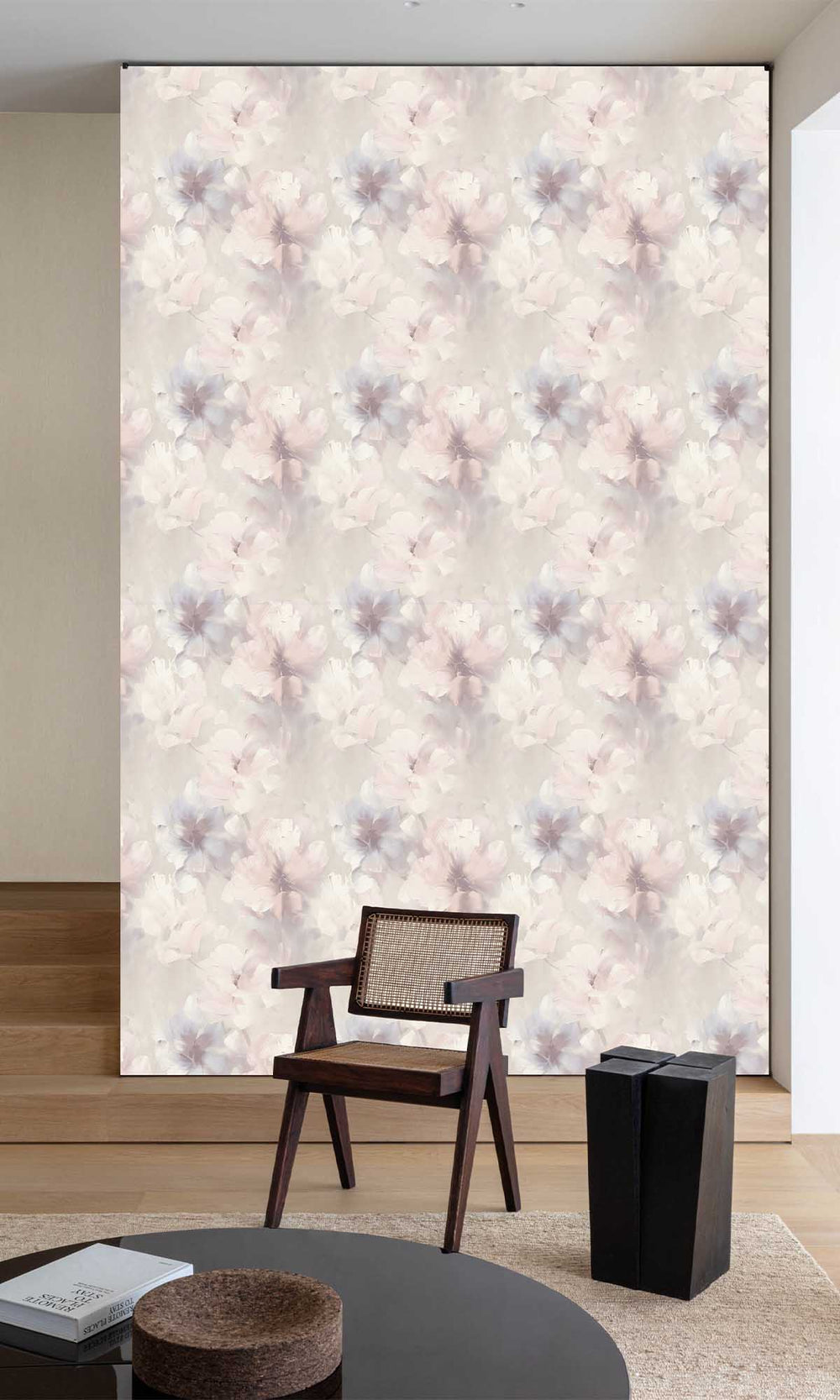Coral Cream Floral Art Wallpaper R10201