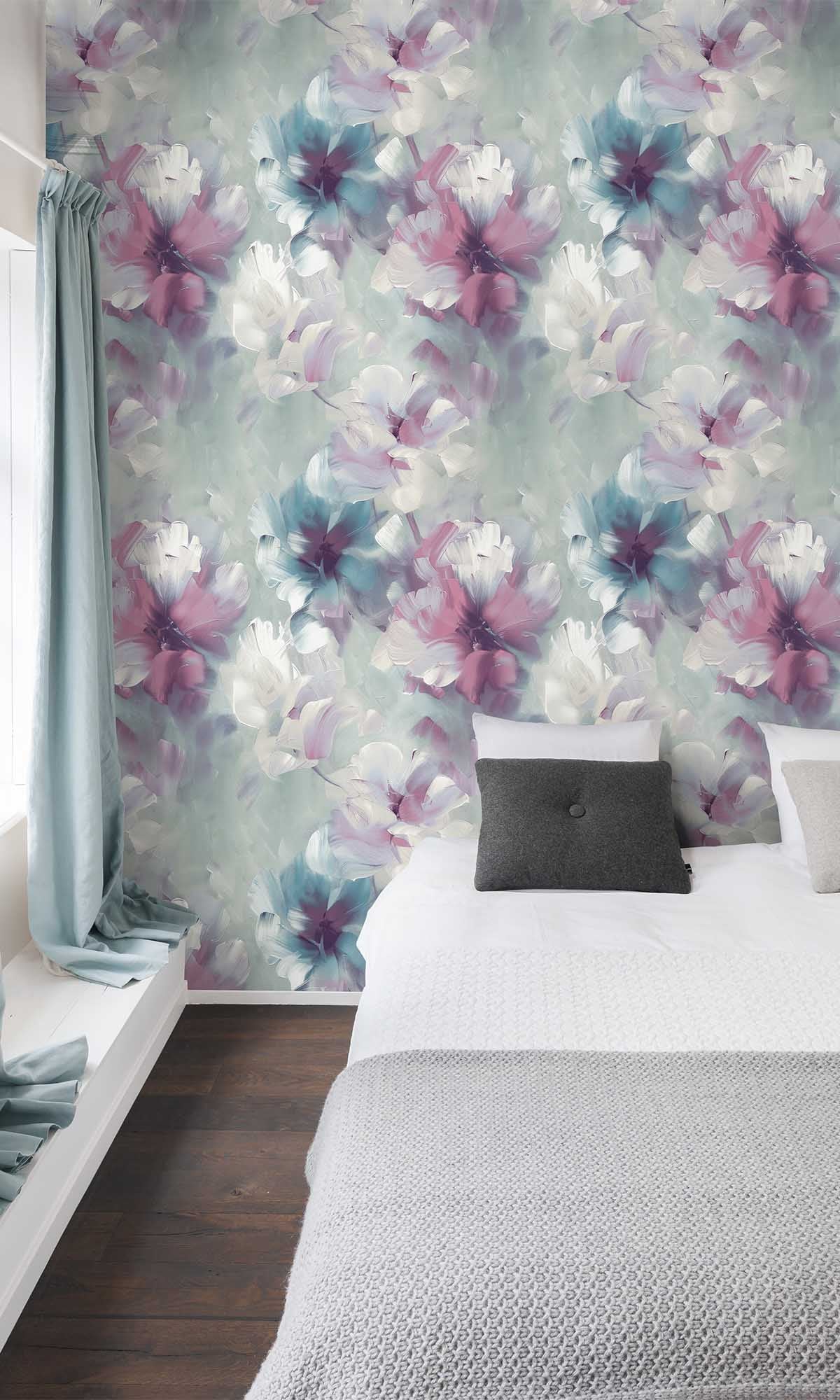 Argyle Purple Floral Art Wallpaper R10204