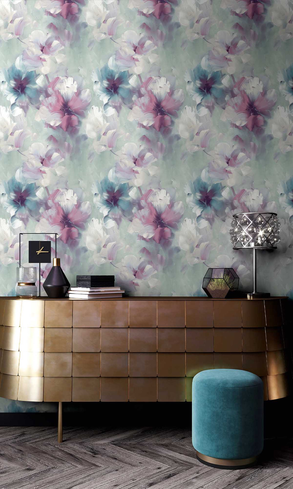 Argyle Purple Floral Art Wallpaper R10204
