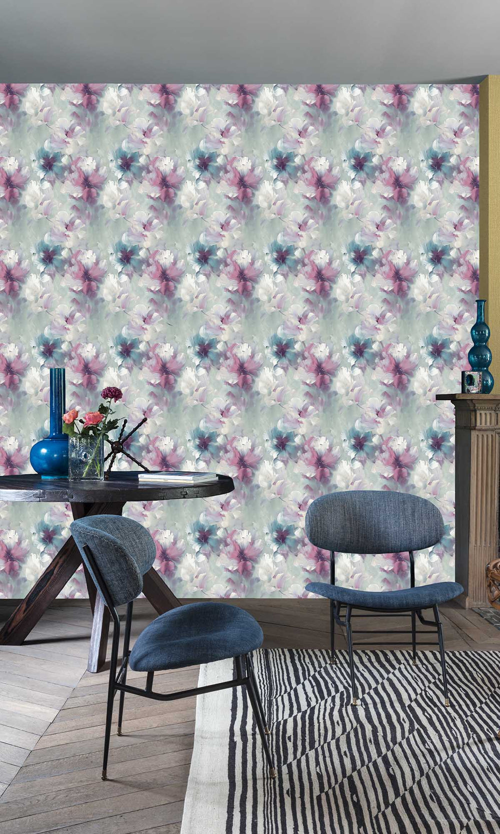 Argyle Purple Floral Art Wallpaper R10204