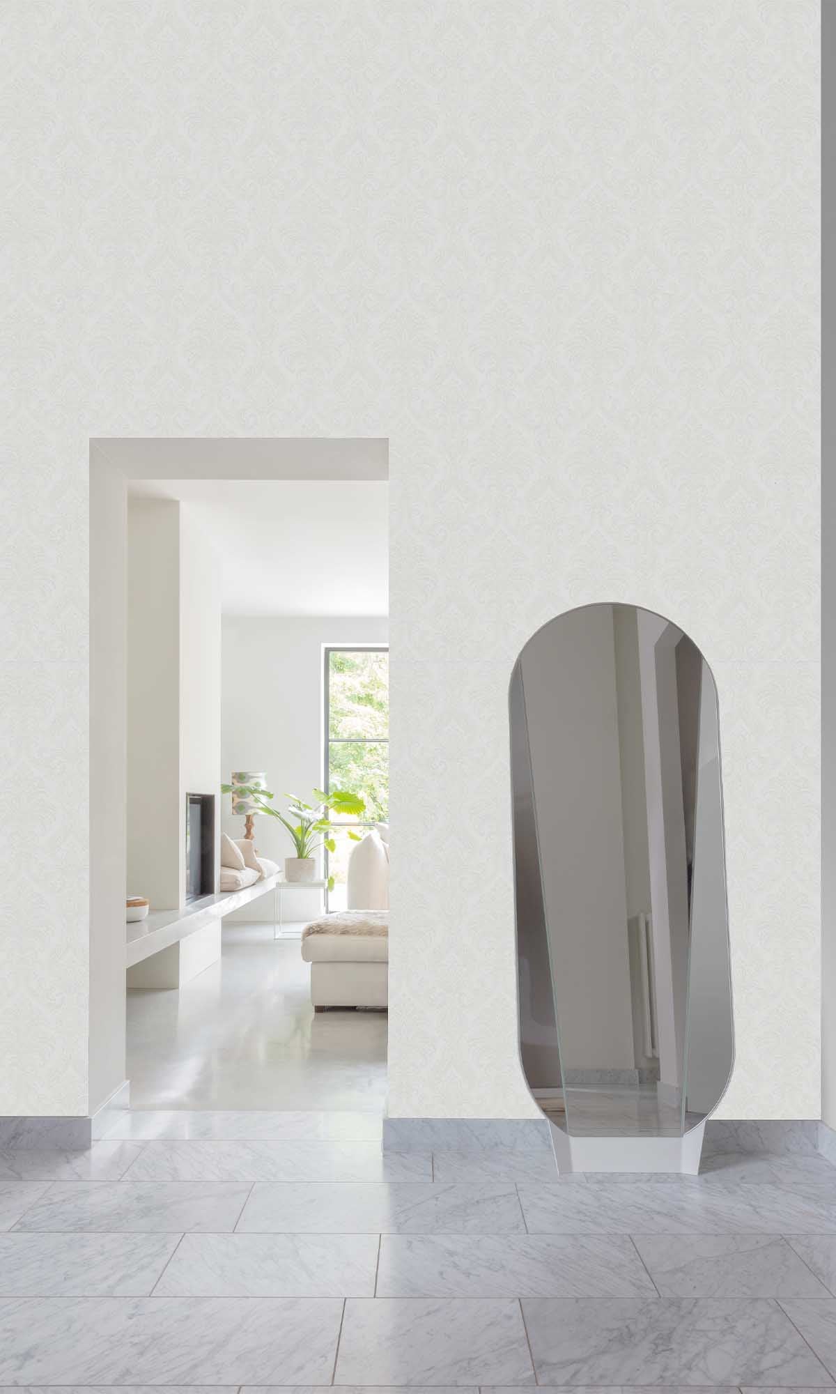 Light Grey Damask All-Over Wallpaper R10208