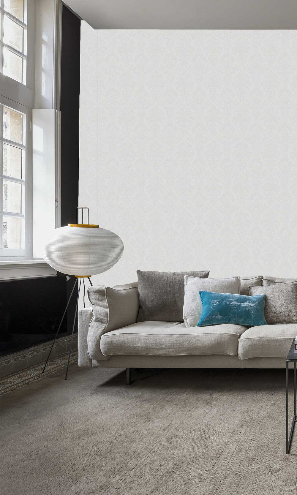 Light Grey Damask All-Over Wallpaper R10208
