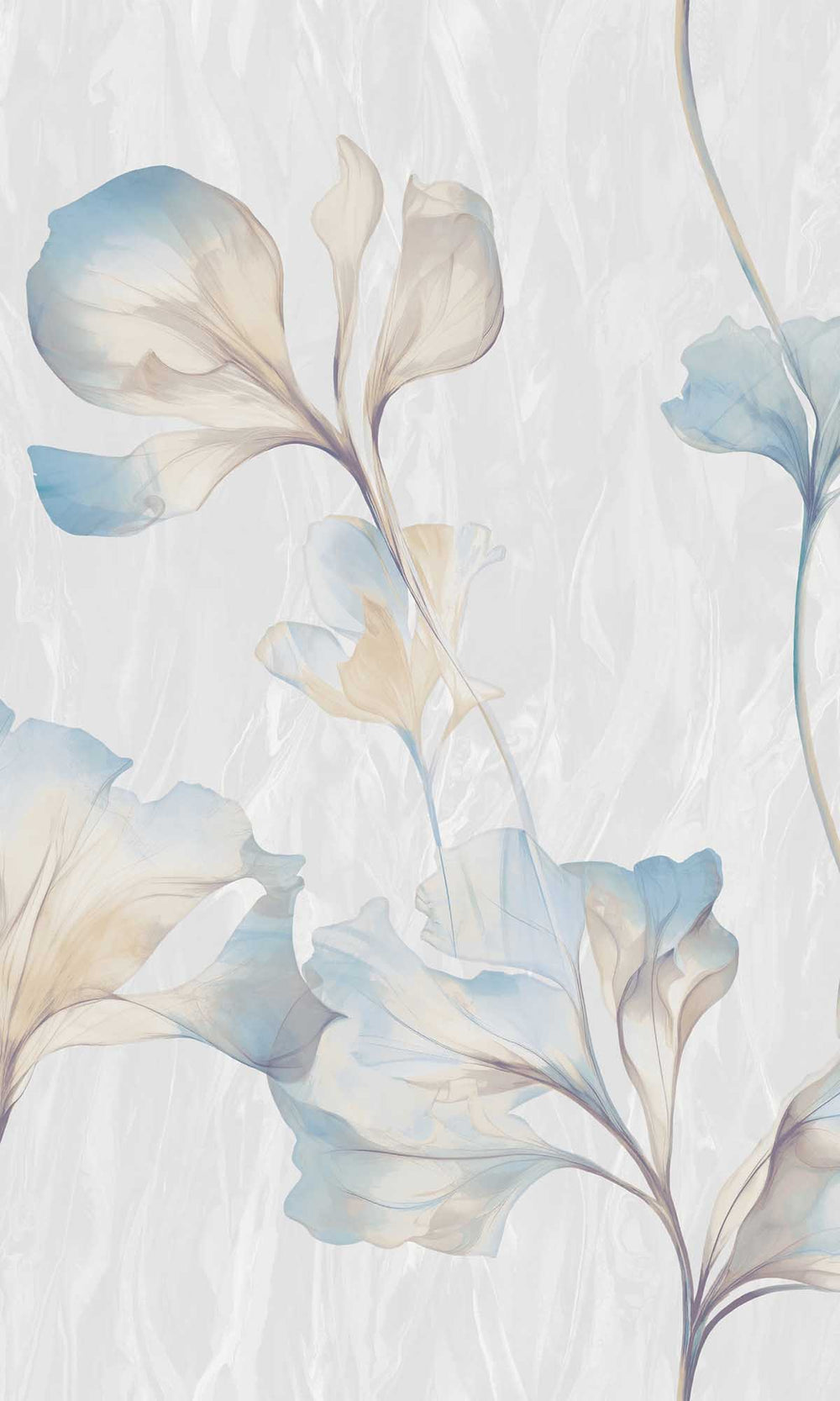 Pewter Blue Wildflowers Wallpaper R10213