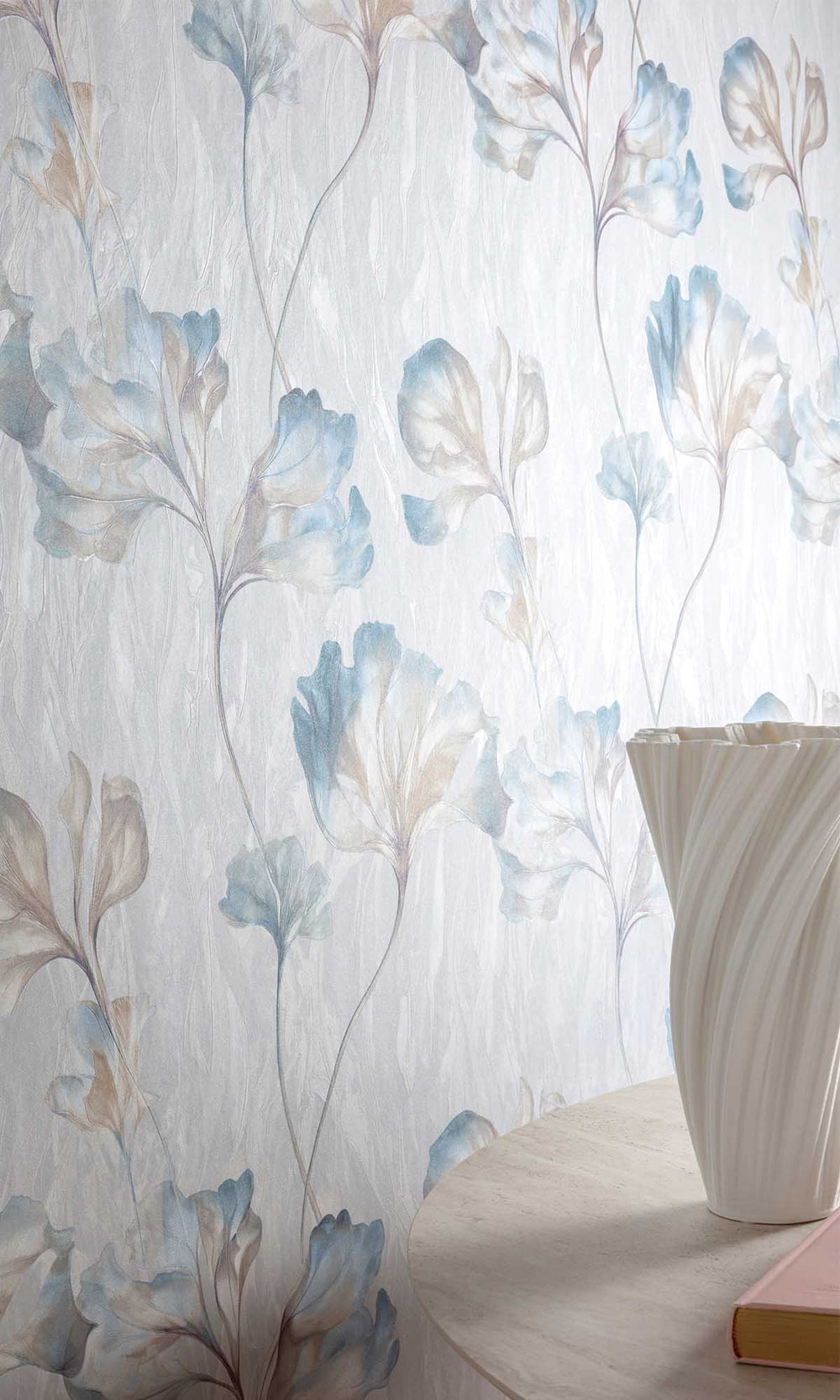 Pewter Blue Wildflowers Wallpaper R10213