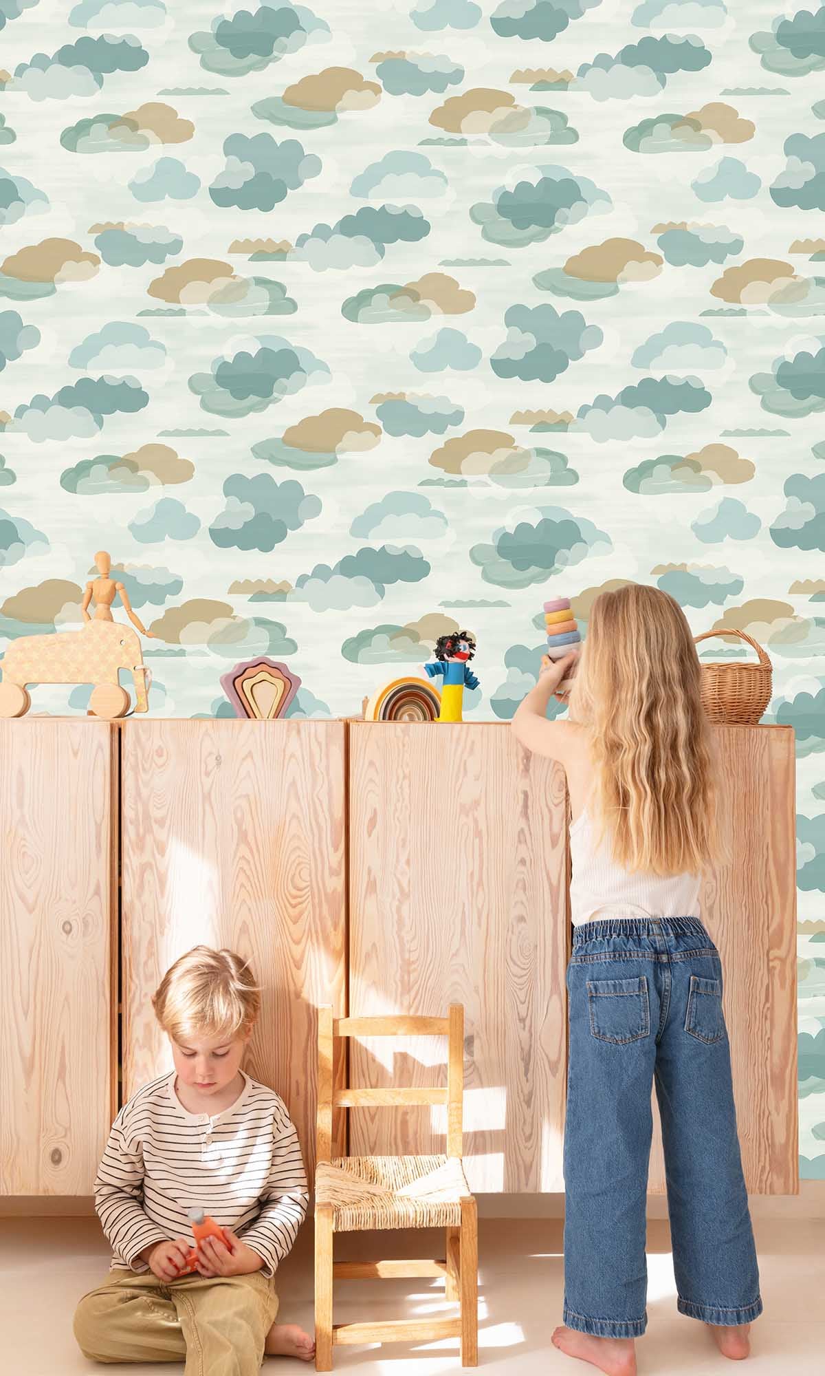 Undersea Aqua Fluffy Clouds Wallpaper R10220