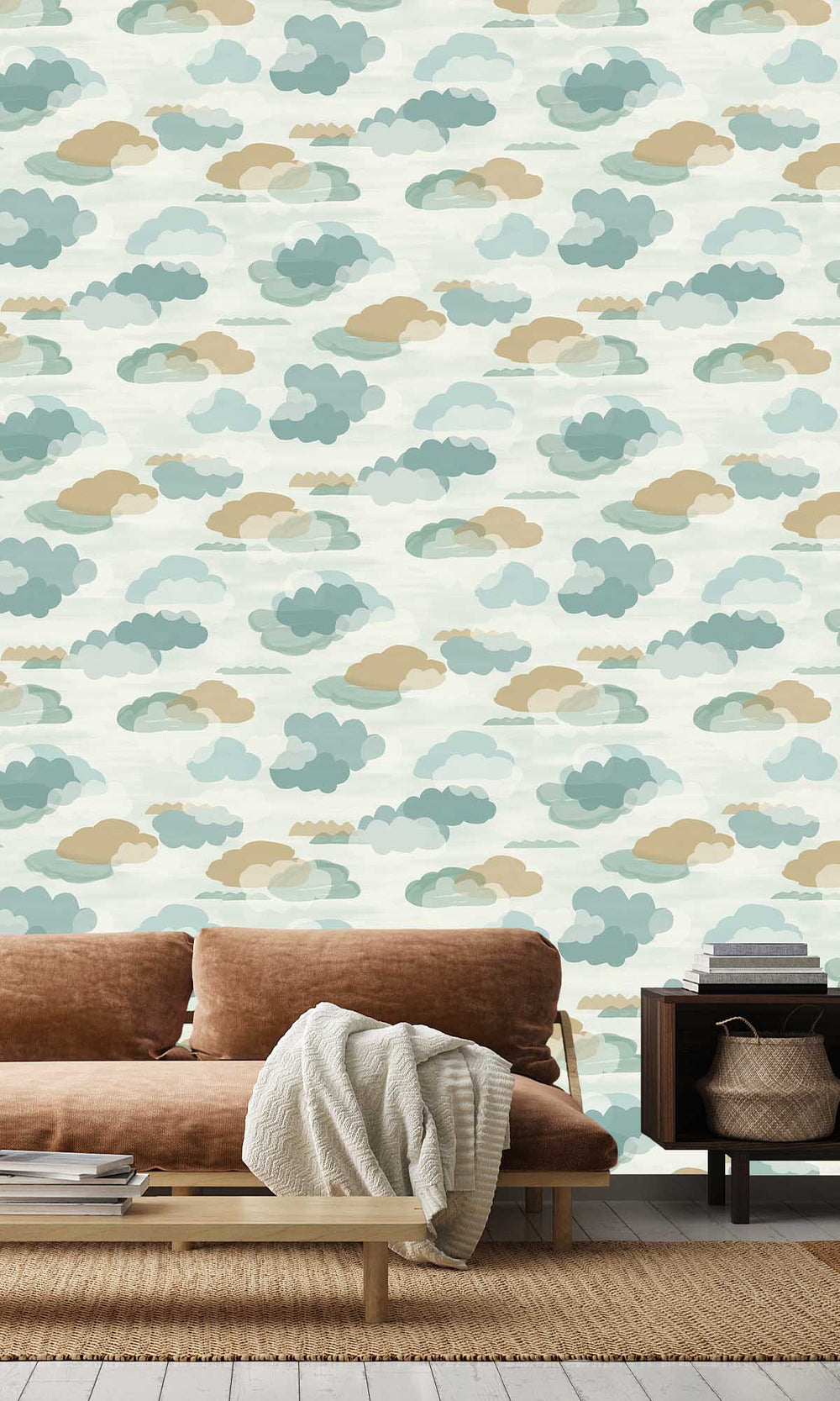 Undersea Aqua Fluffy Clouds Wallpaper R10220