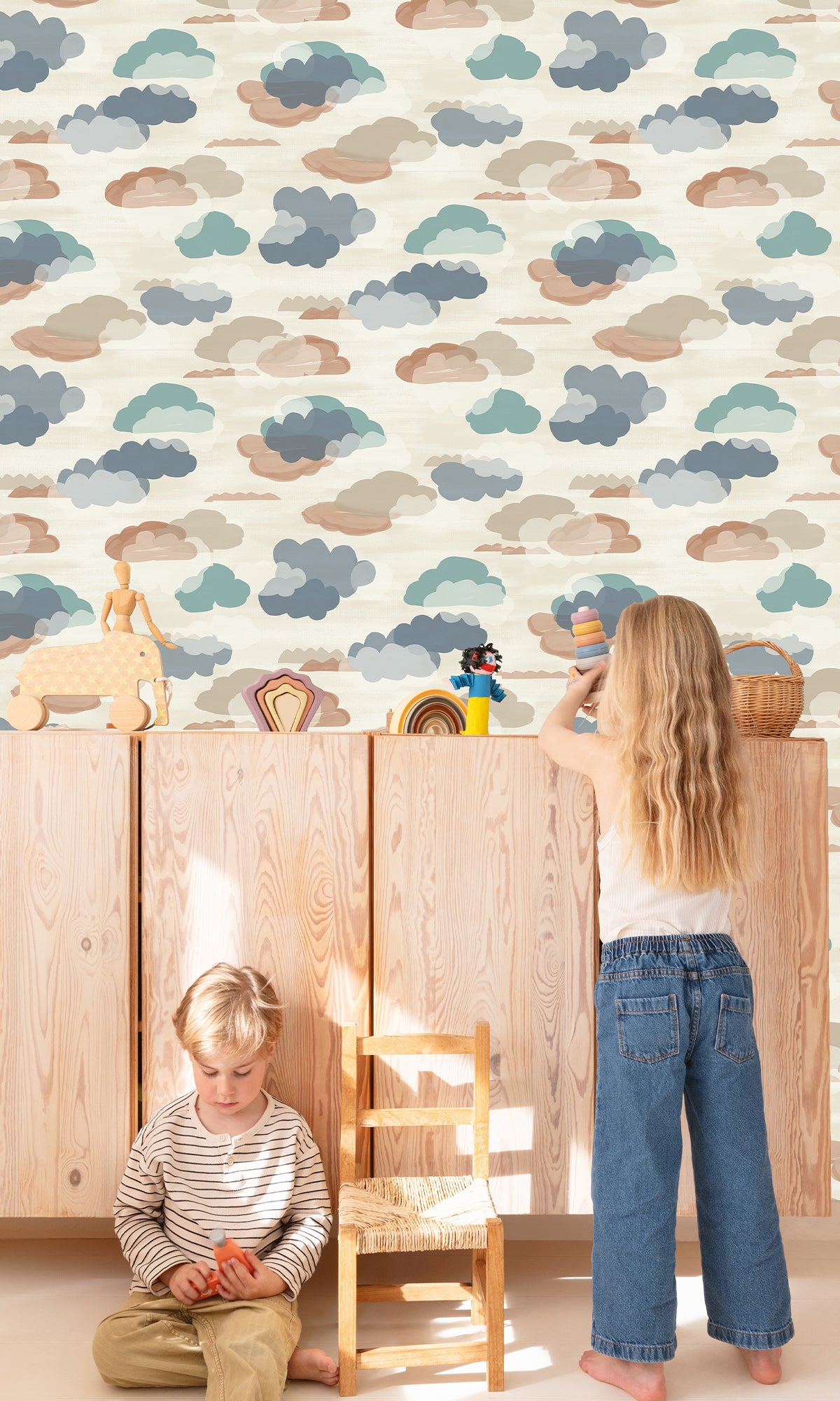 Spartan Blue Fluffy Clouds Wallpaper R10221