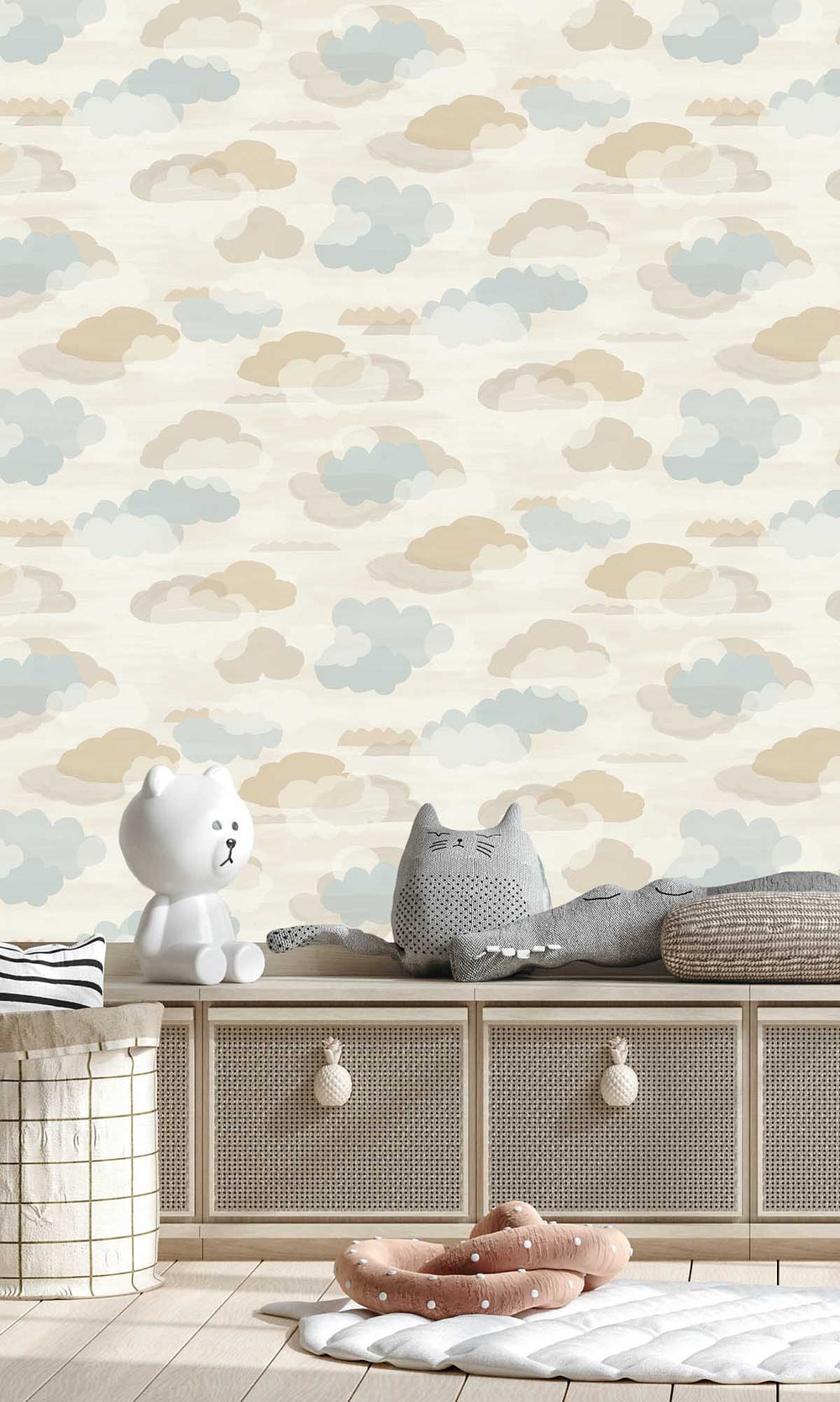 Wheat Sheaf Fluffy Clouds Wallpaper R10222