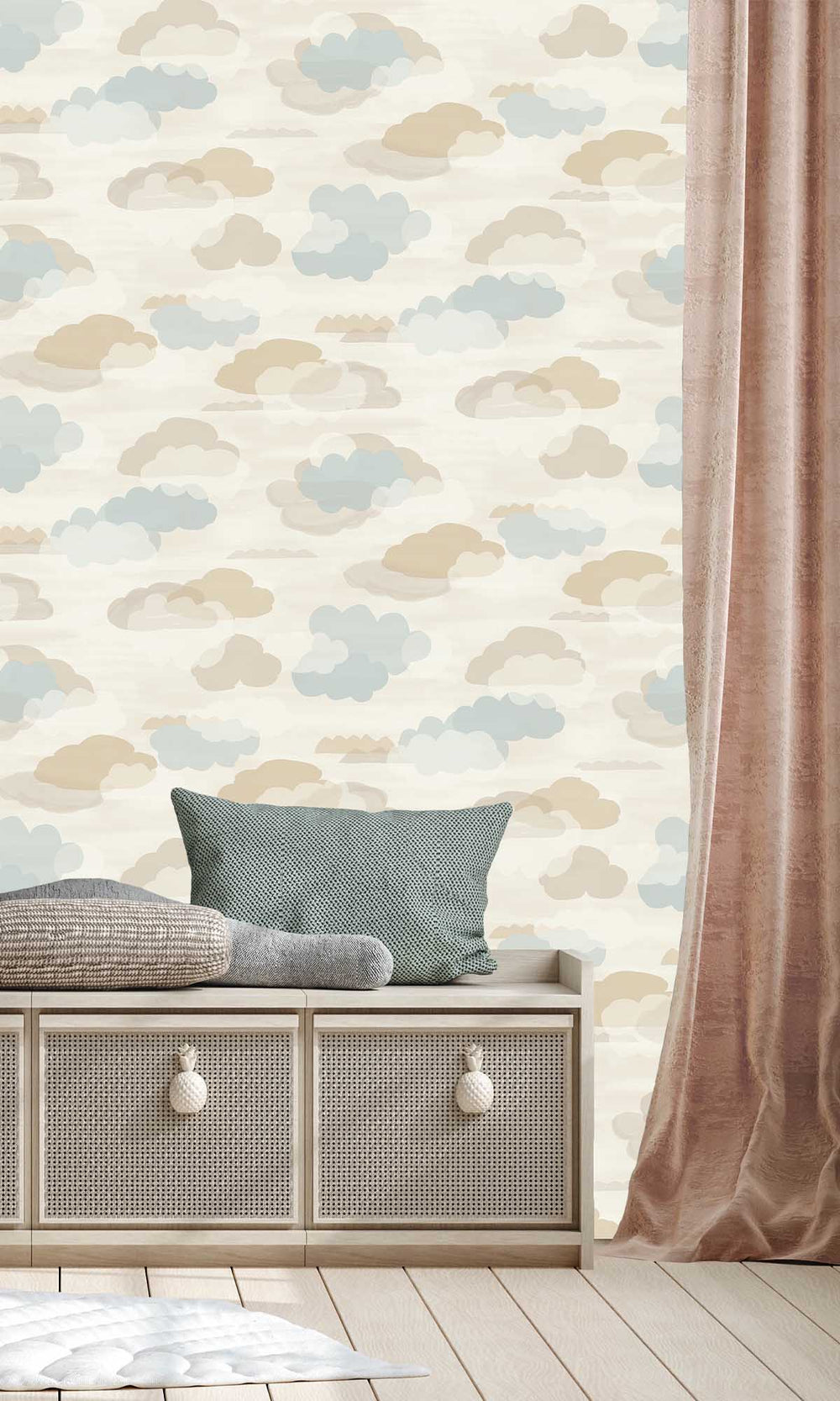 Wheat Sheaf Fluffy Clouds Wallpaper R10222
