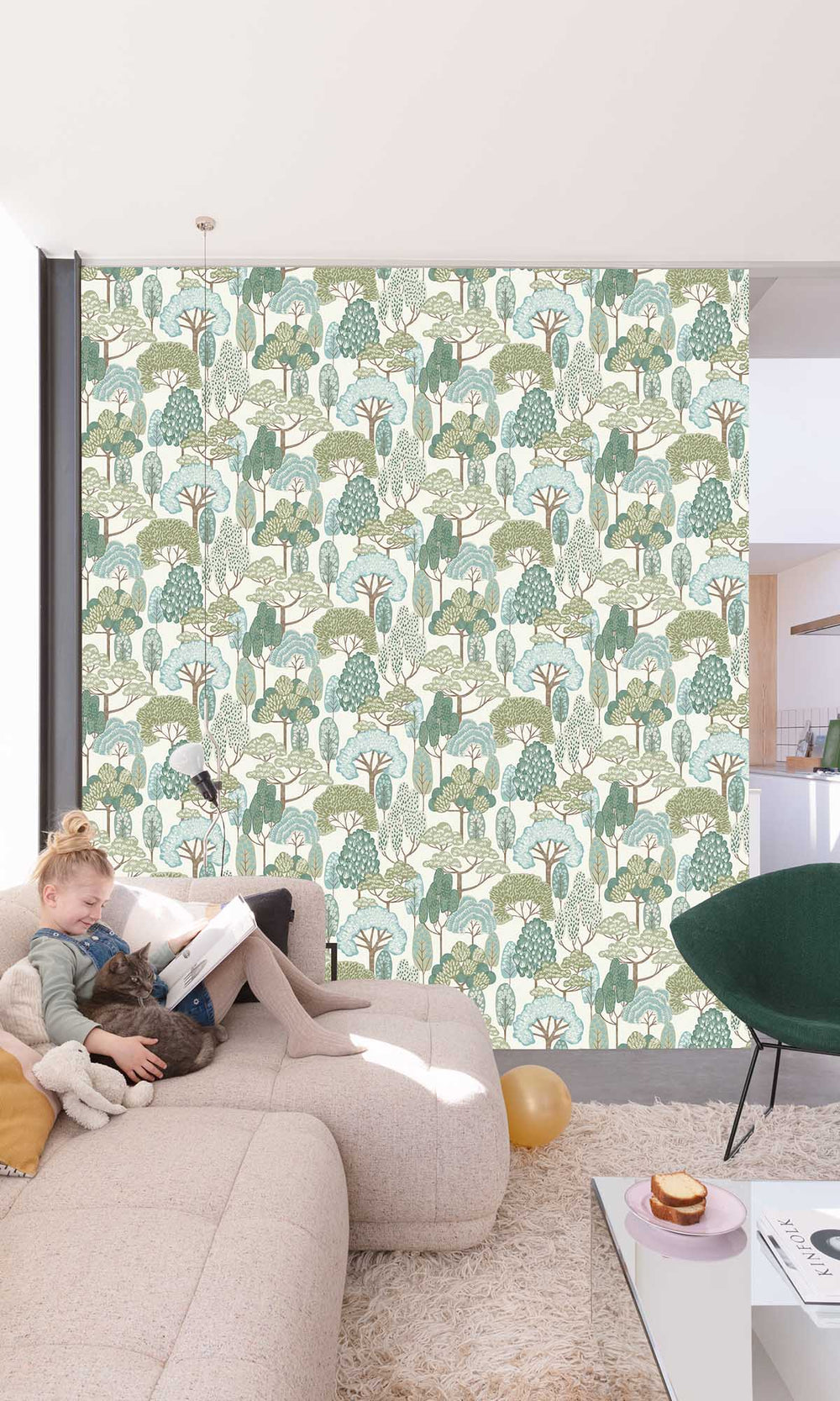 Seiji Green Stylized Trees Wallpaper R10224