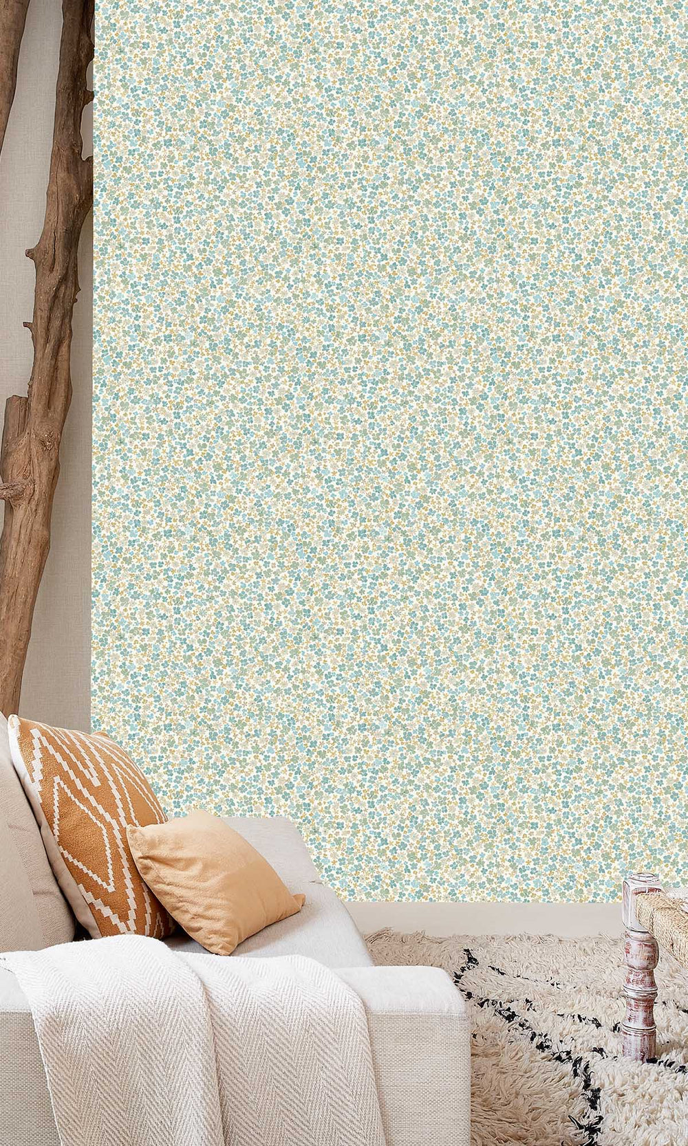 Sea Nymph Aqua Floral Ditsy Wallpaper R10227