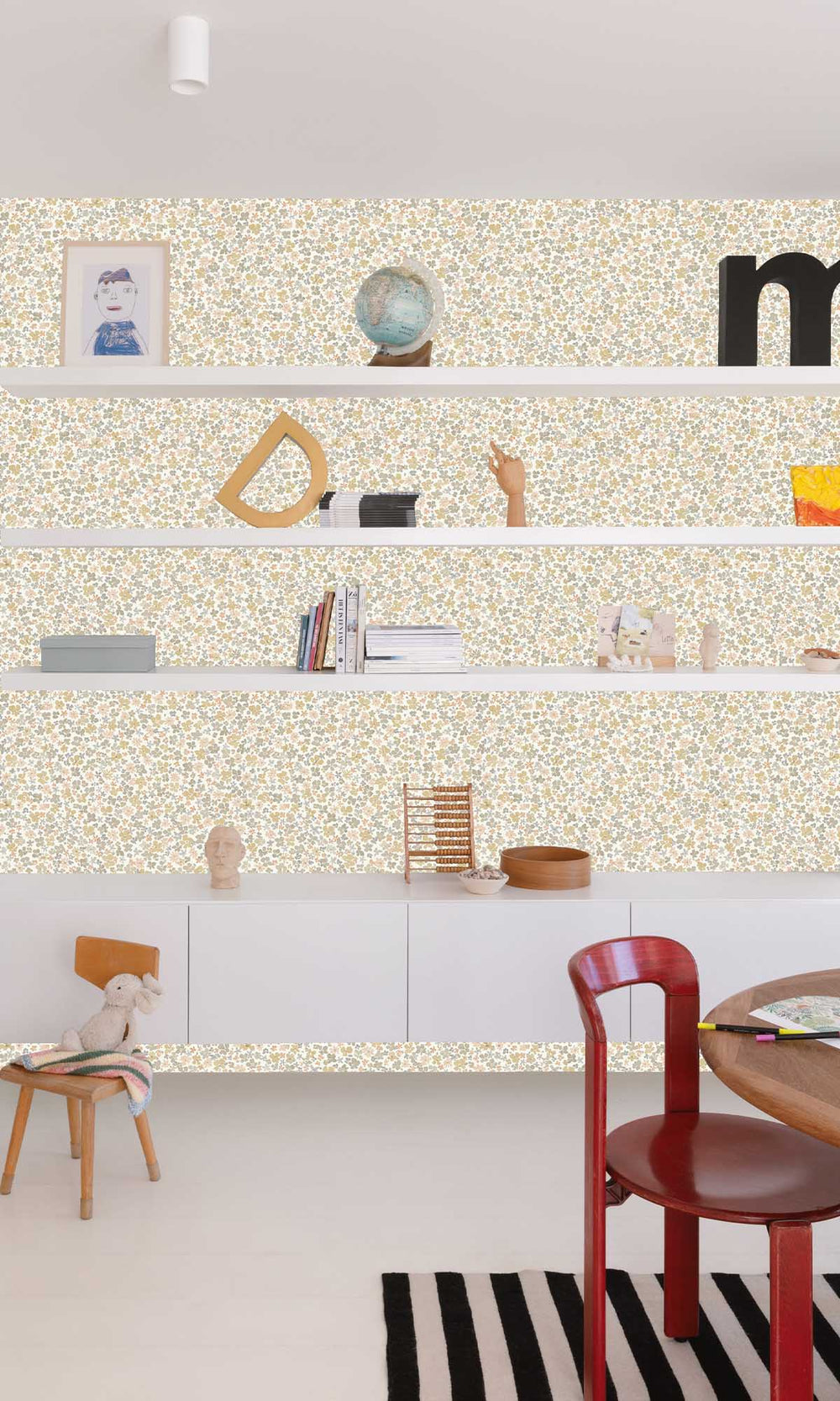 Raffia Beige Floral Ditsy Wallpaper R10230