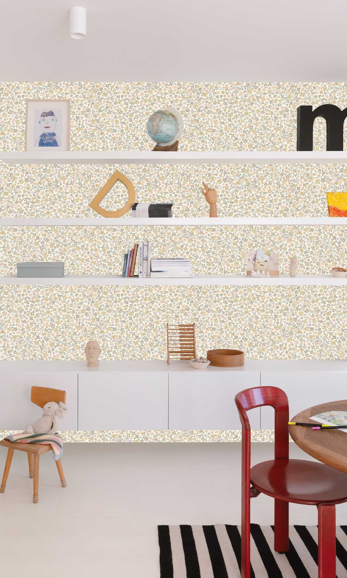 Raffia Beige Floral Ditsy Wallpaper R10230