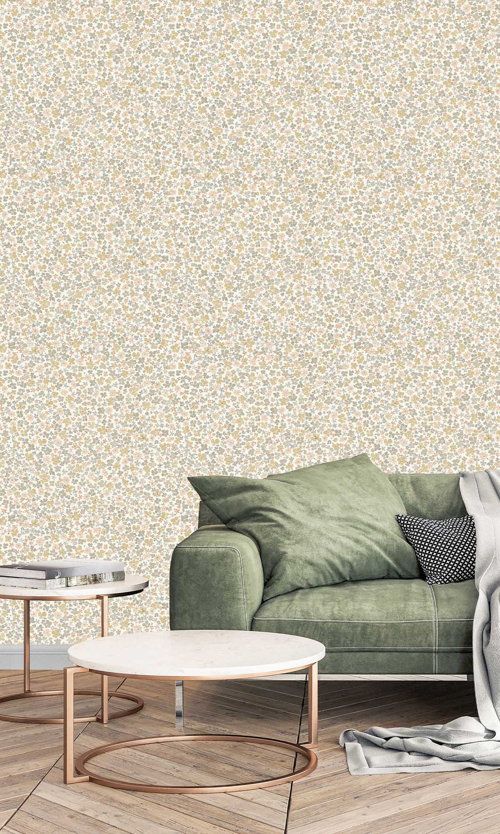 Raffia Beige Floral Ditsy Wallpaper R10230