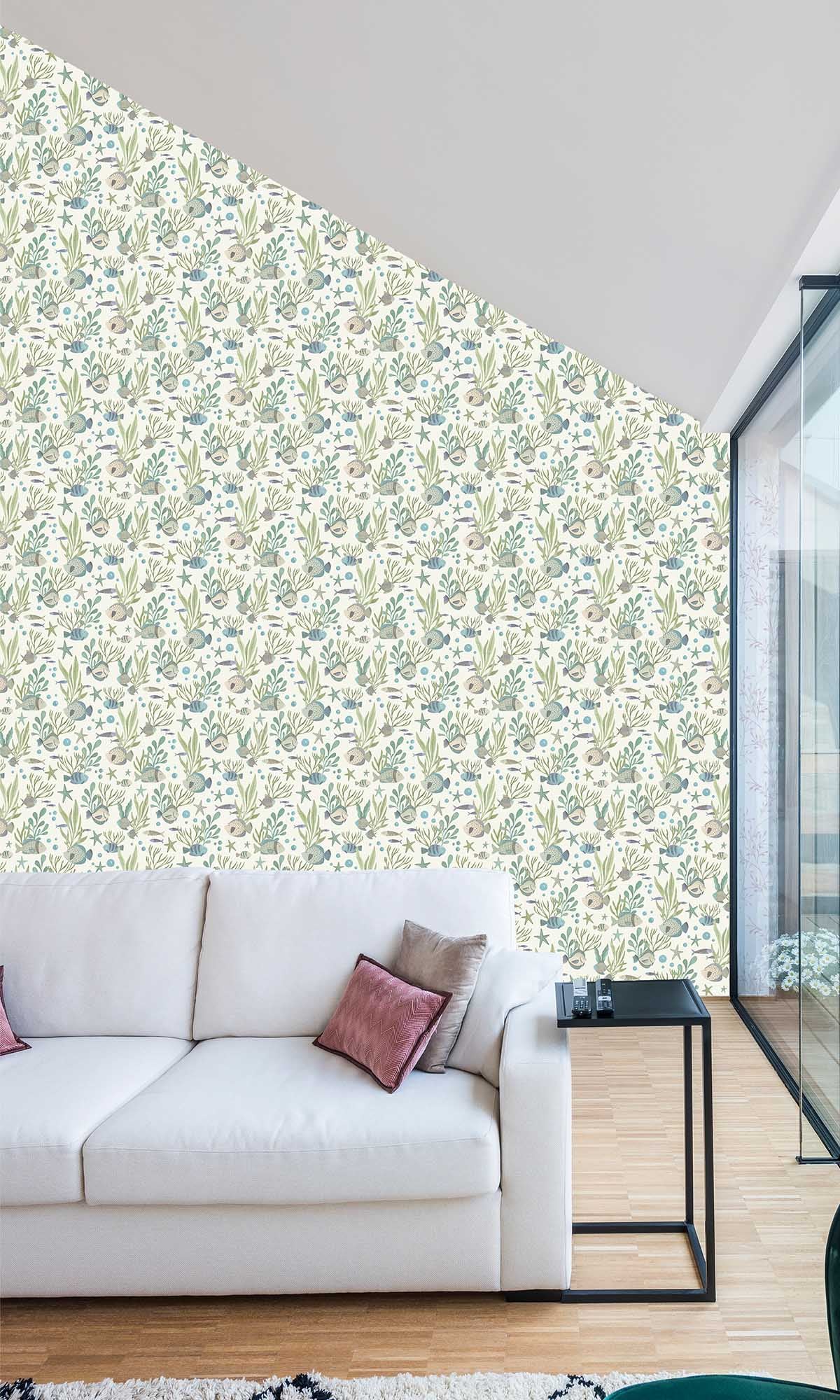 Blue Chalk Underwater Scene Wallpaper R10232