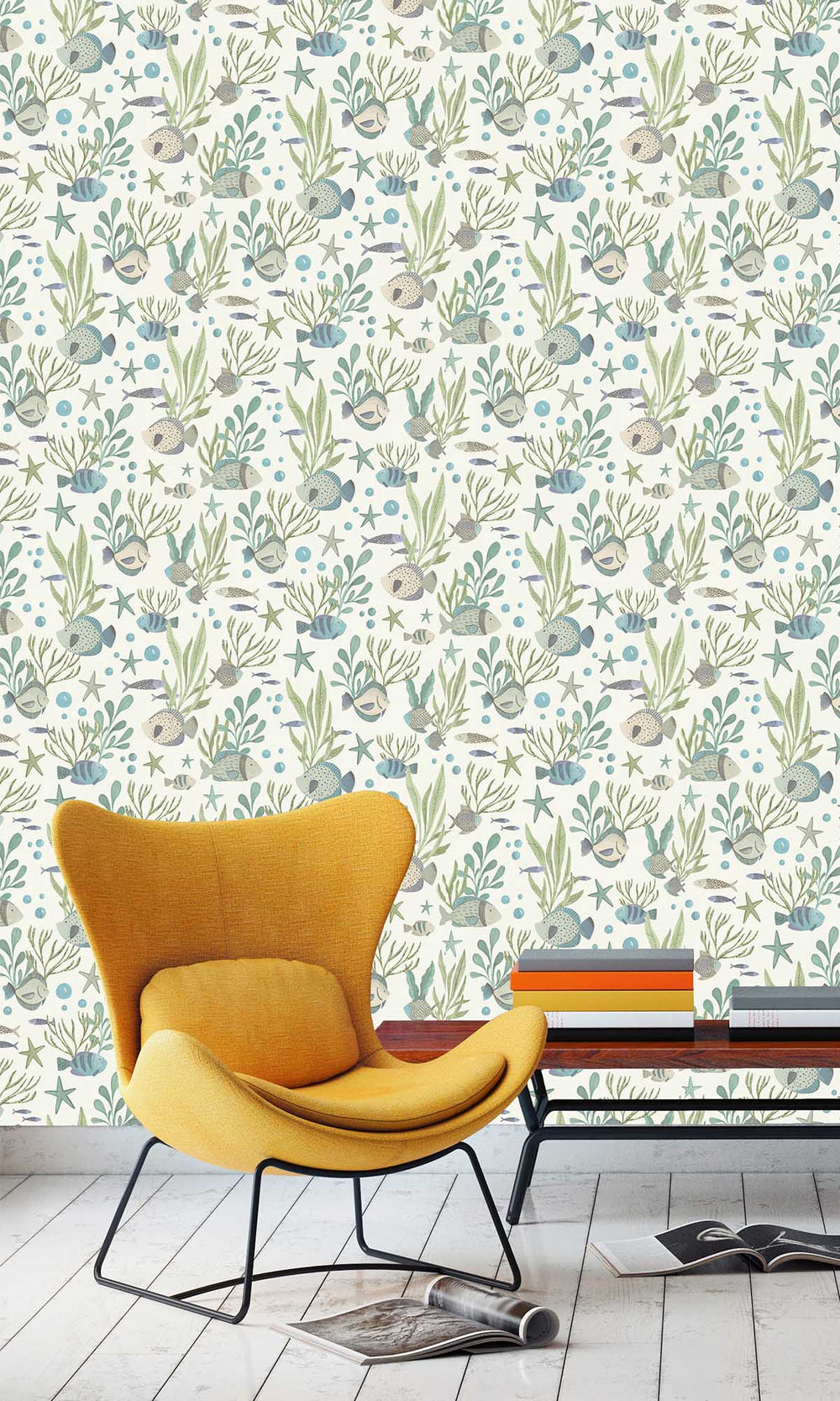 Blue Chalk Underwater Scene Wallpaper R10232