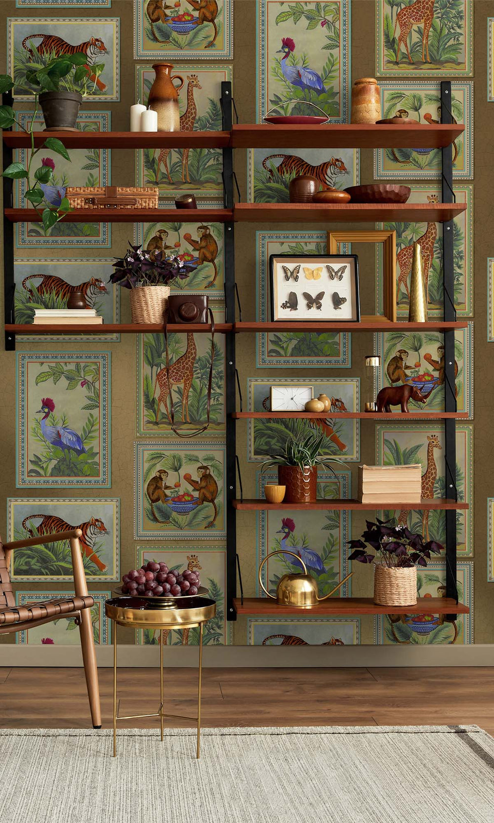 Gold Framed Jungle Beasts Wallpaper R10246