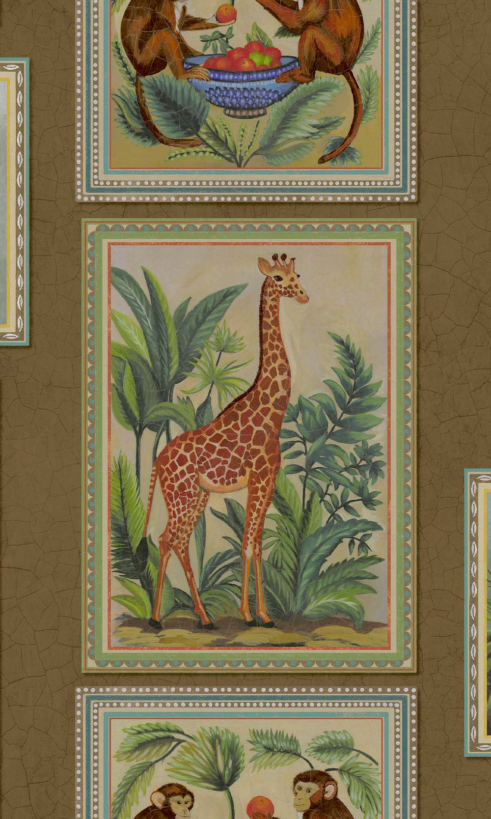 Gold Framed Jungle Beasts Wallpaper R10246