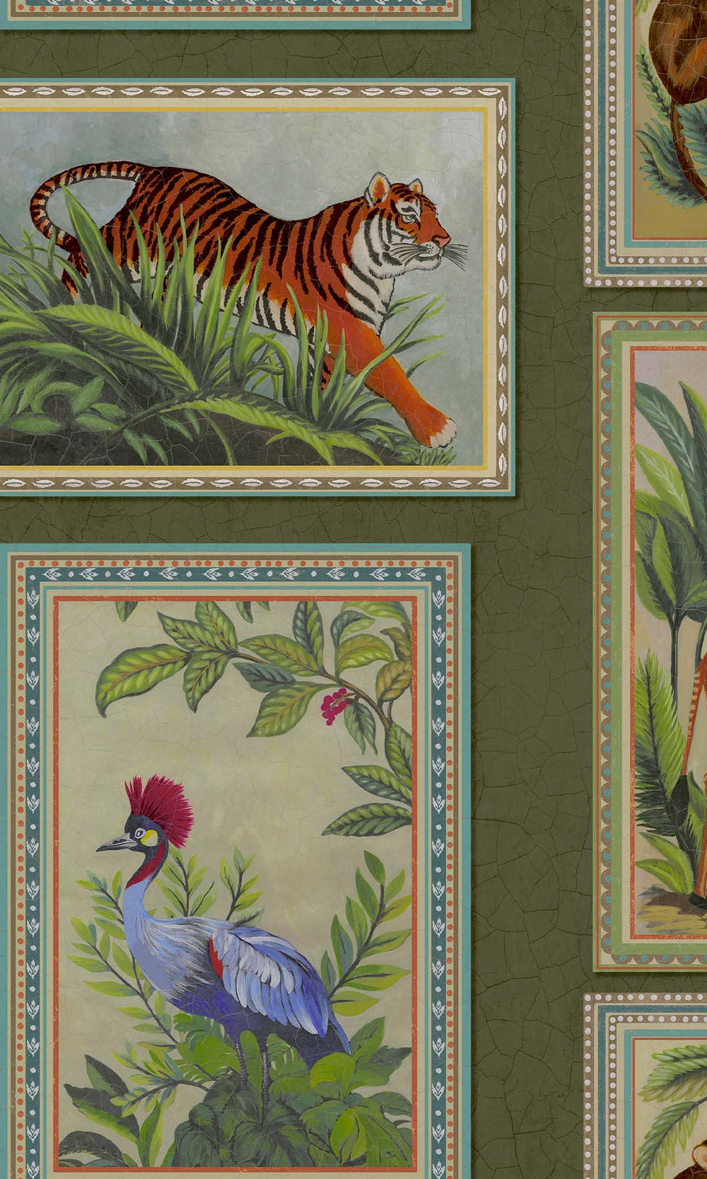 Green Framed Jungle Beasts Wallpaper R10247