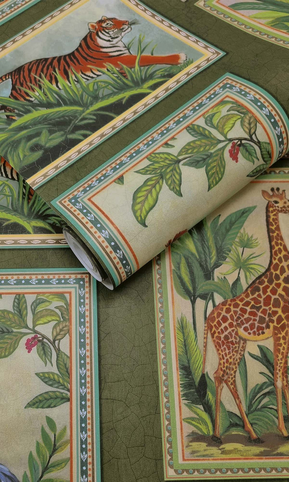 Green Framed Jungle Beasts Wallpaper R10247