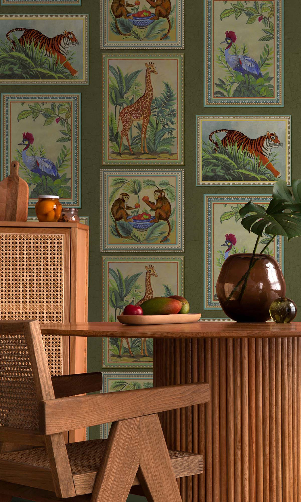 Green Framed Jungle Beasts Wallpaper R10247