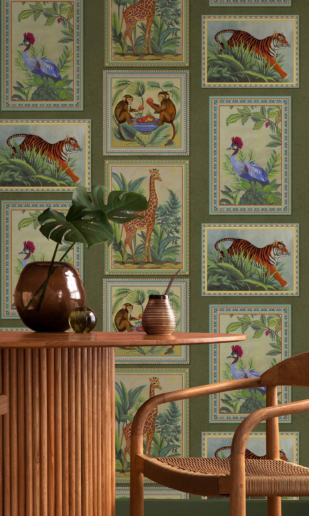 Green Framed Jungle Beasts Wallpaper R10247