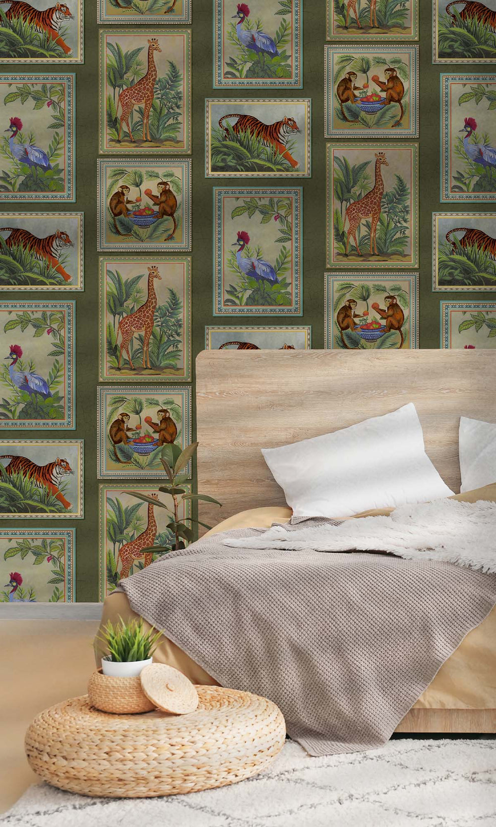 Green Framed Jungle Beasts Wallpaper R10247