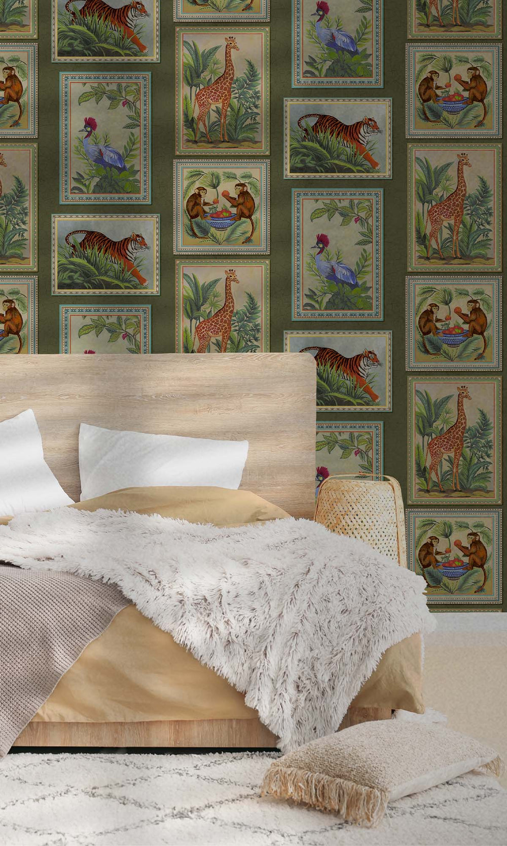 Green Framed Jungle Beasts Wallpaper R10247