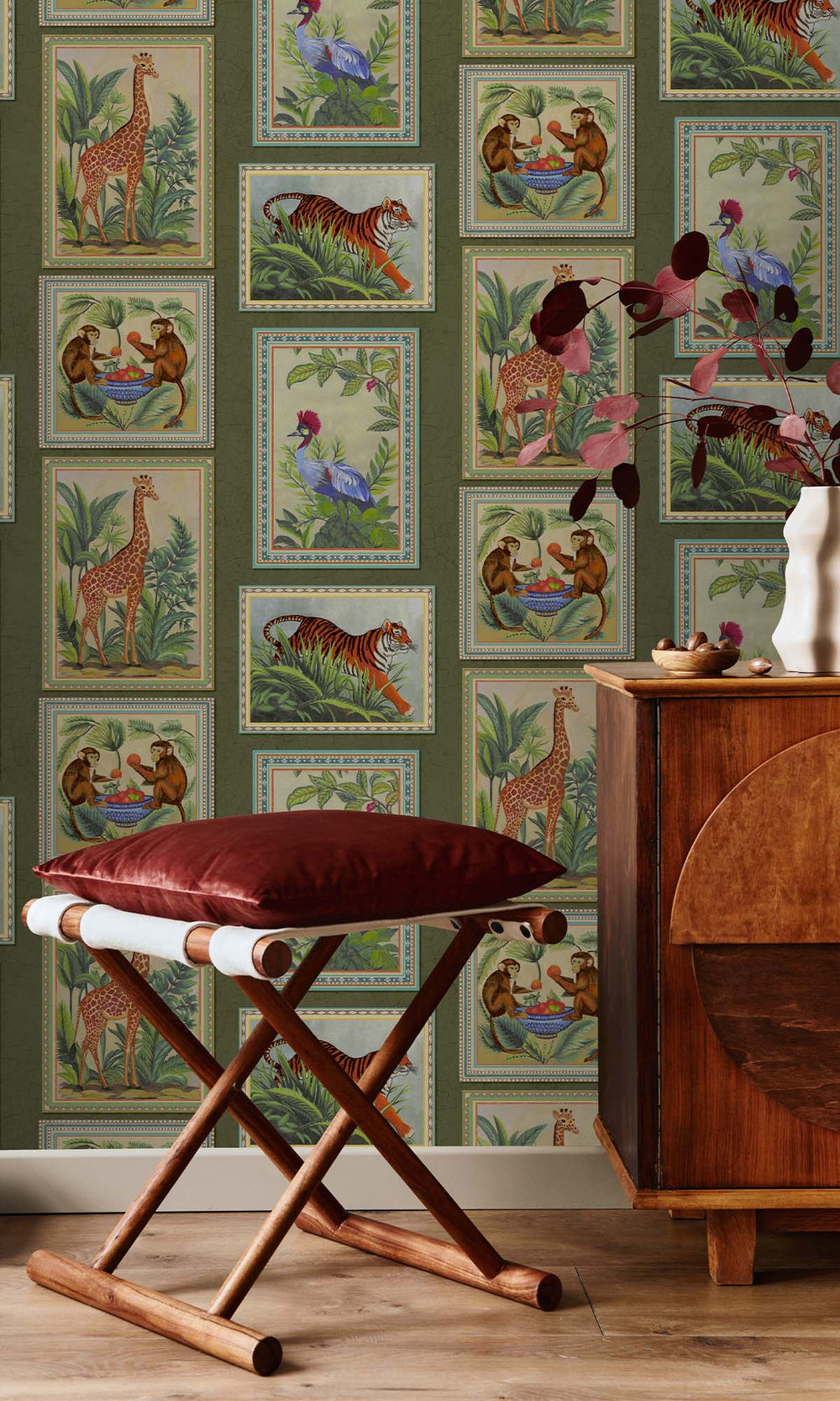 Green Framed Jungle Beasts Wallpaper R10247