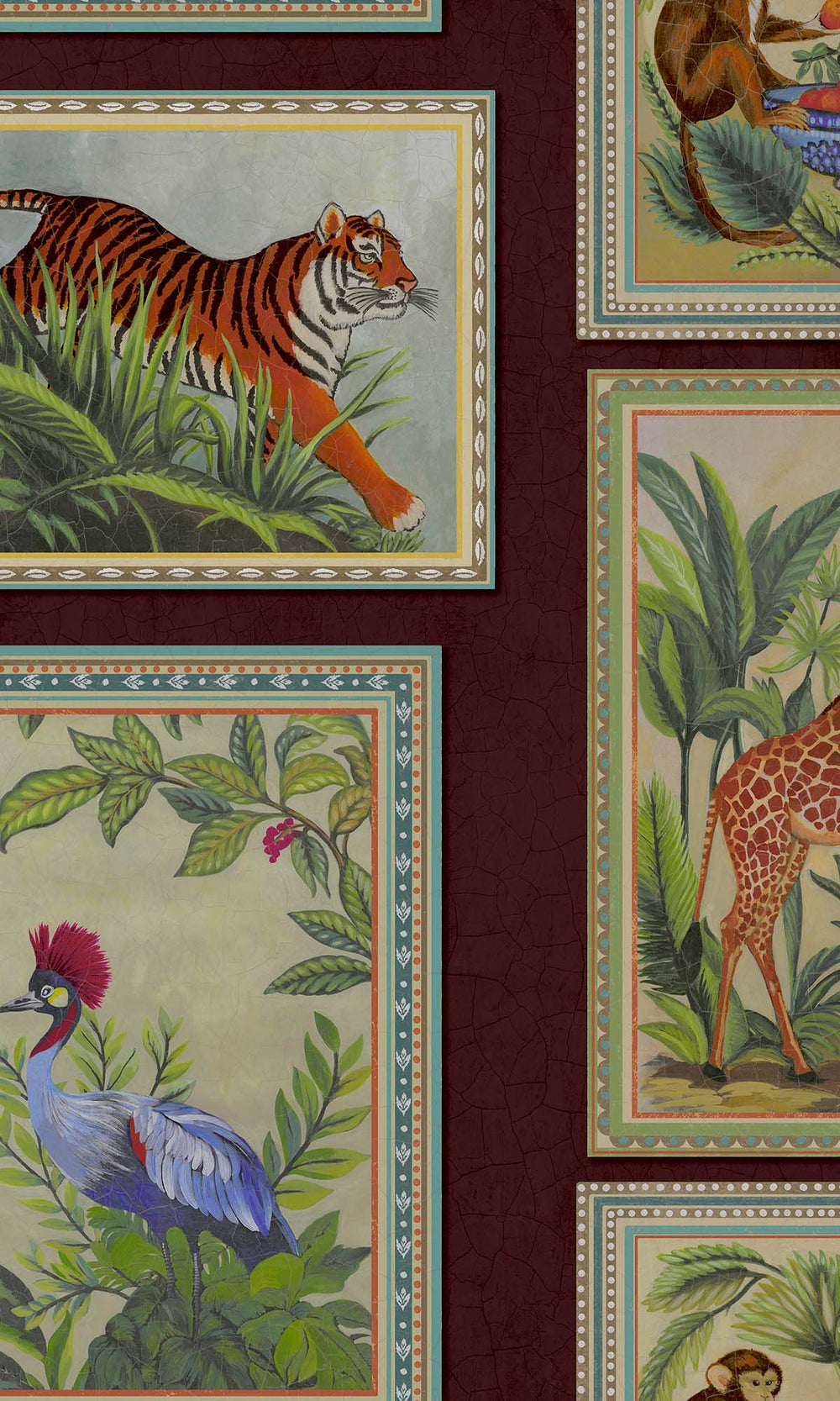 Berry Framed Jungle Beasts Wallpaper R10248