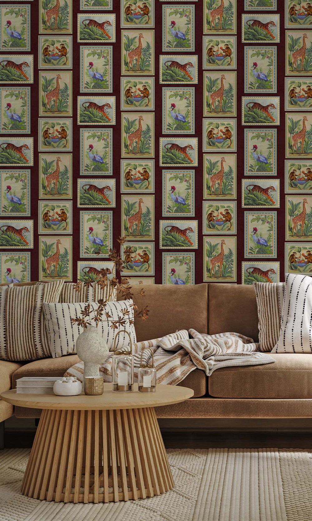 Berry Framed Jungle Beasts Wallpaper R10248