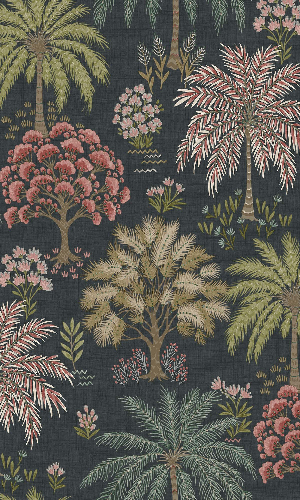 Navy Tropical Arbors Wallpaper R10252
