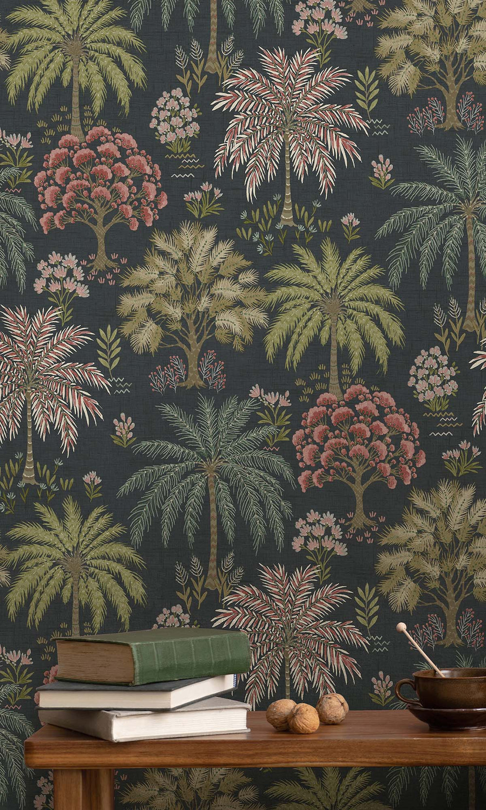 Navy Tropical Arbors Wallpaper R10252
