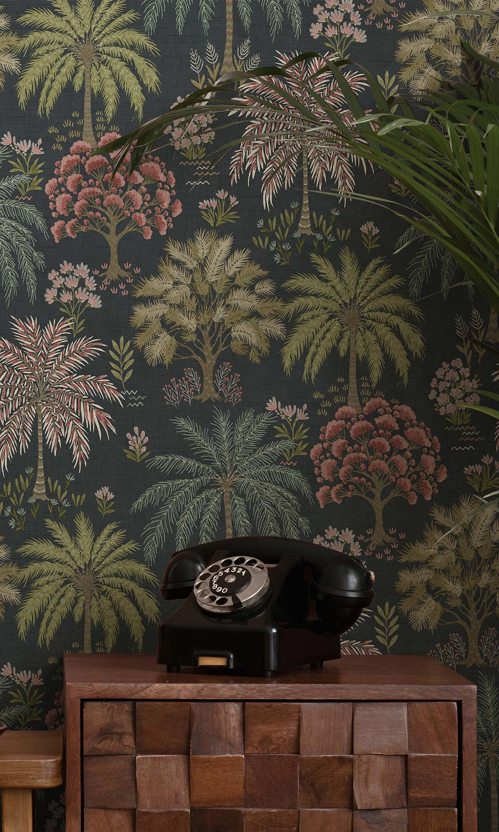 Navy Tropical Arbors Wallpaper R10252