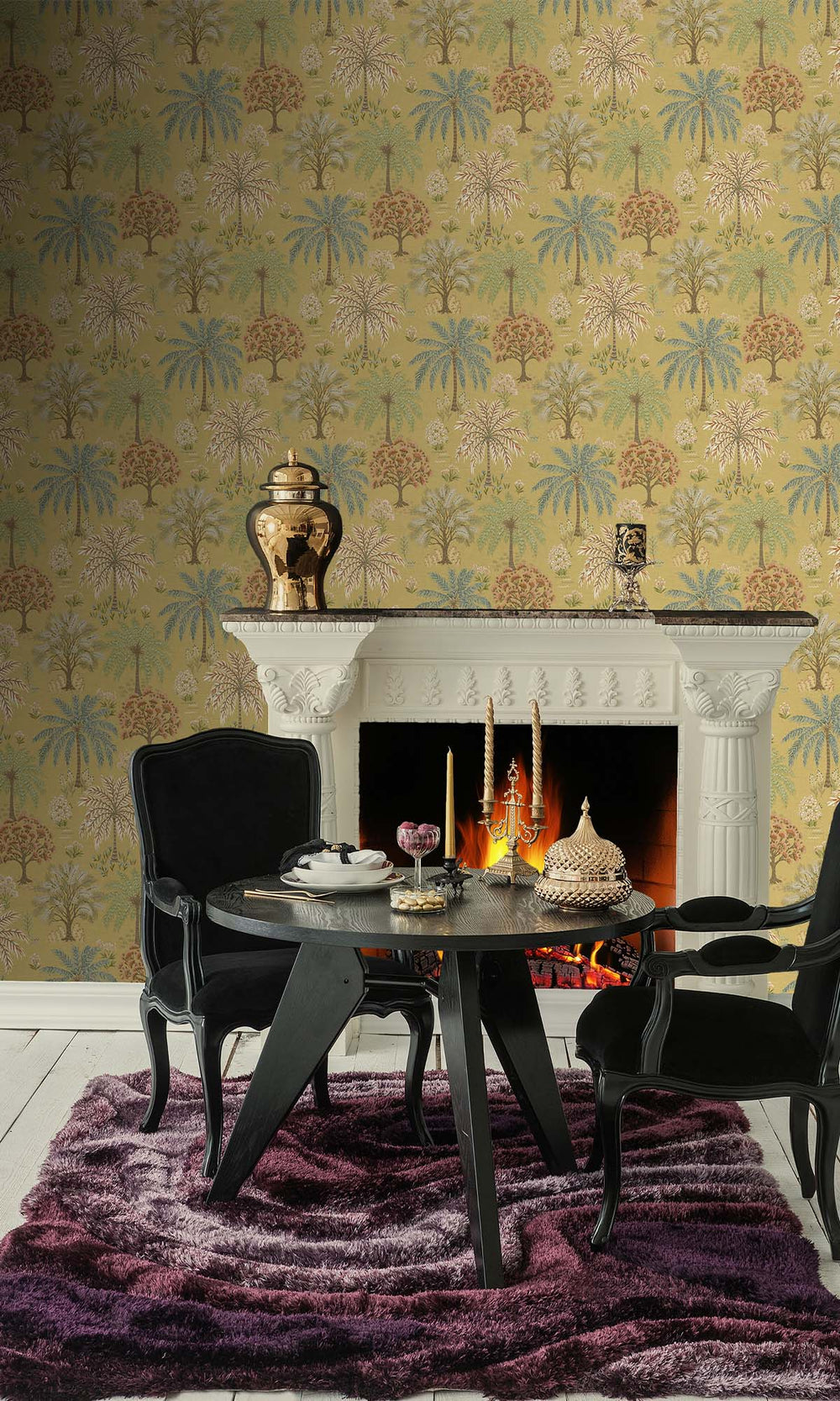 Ochre Tropical Arbors Wallpaper R10254