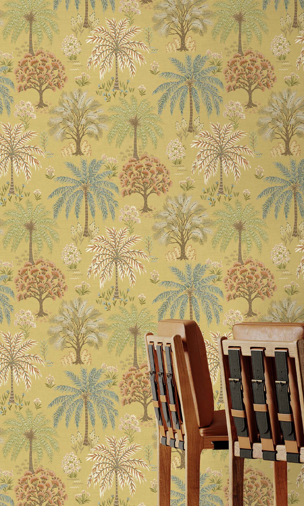 Ochre Tropical Arbors Wallpaper R10254