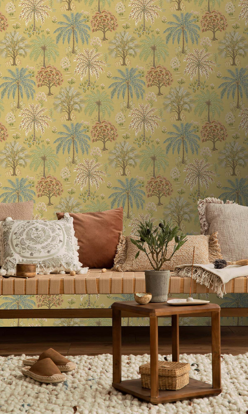 Ochre Tropical Arbors Wallpaper R10254