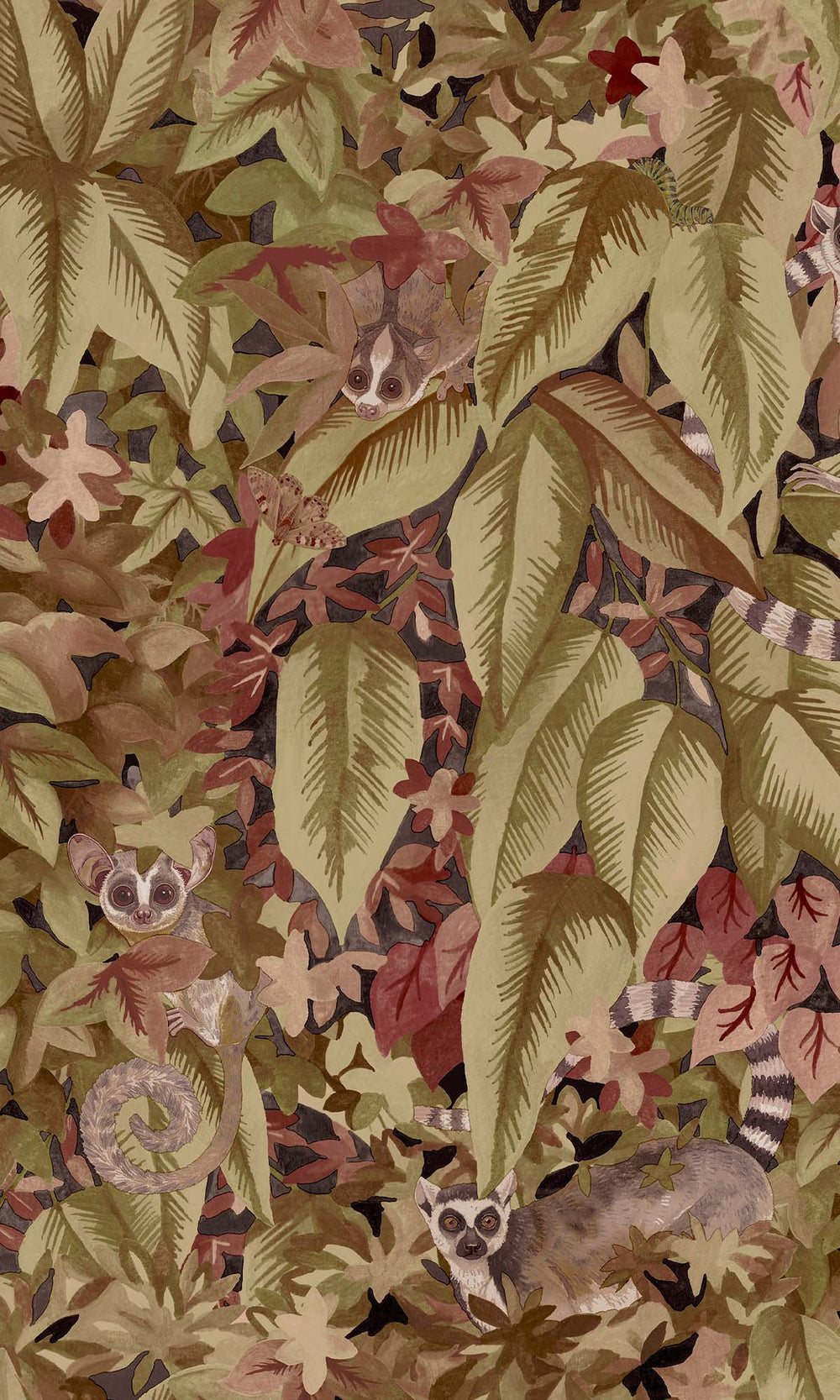 Berry Lush Foliage Wallpaper R10259