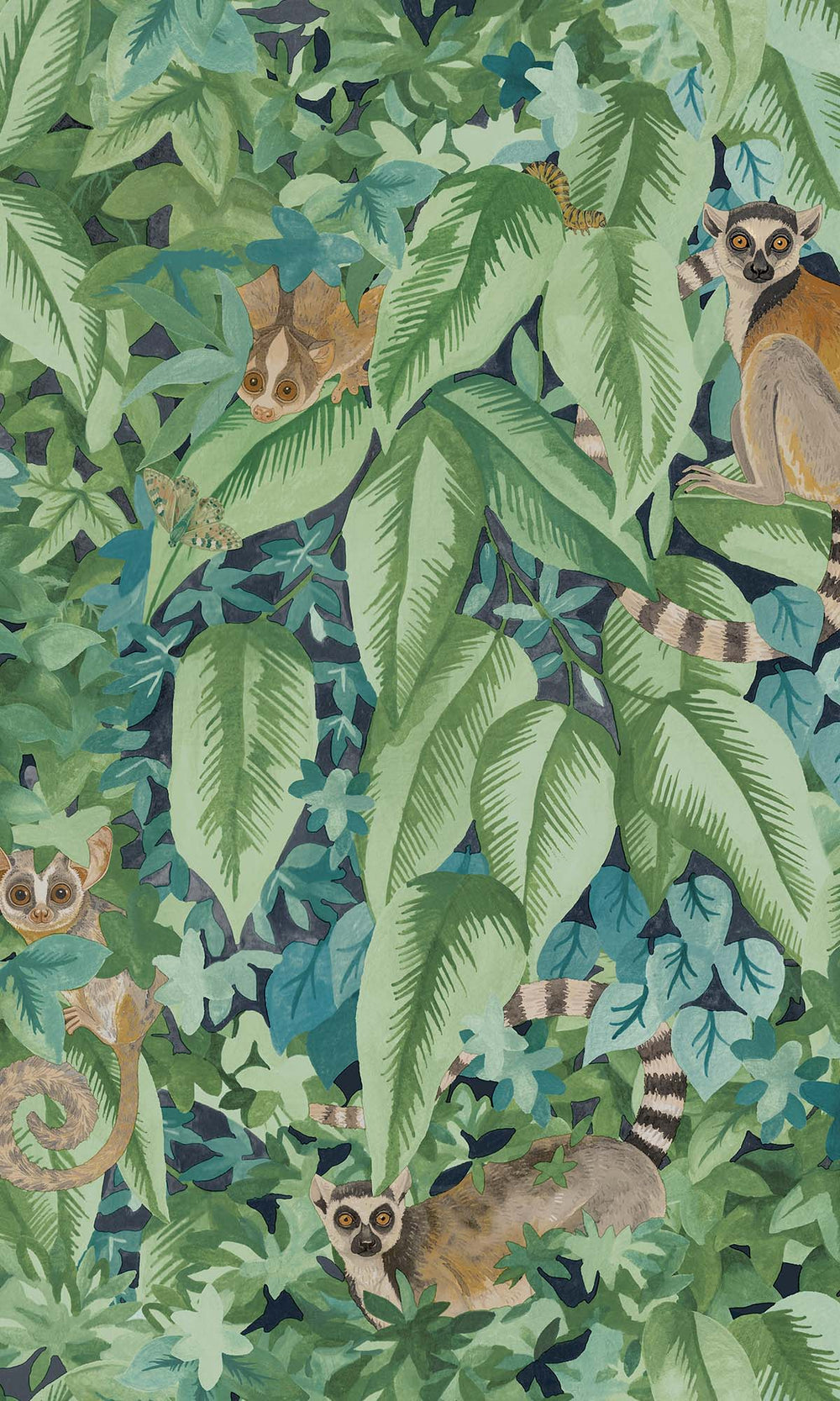 Aqua/Green Lush Foliage Wallpaper R10260