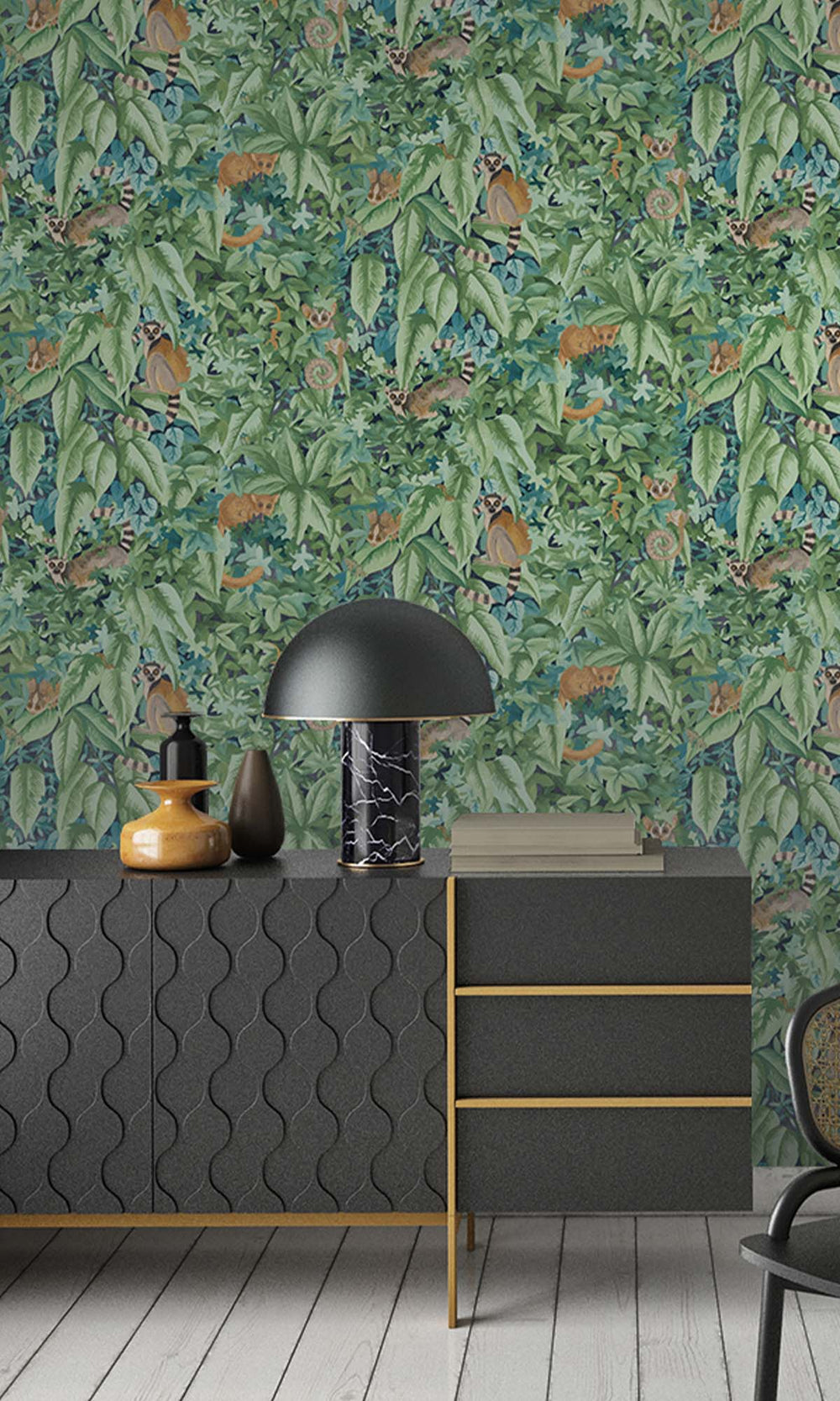 Aqua/Green Lush Foliage Wallpaper R10260