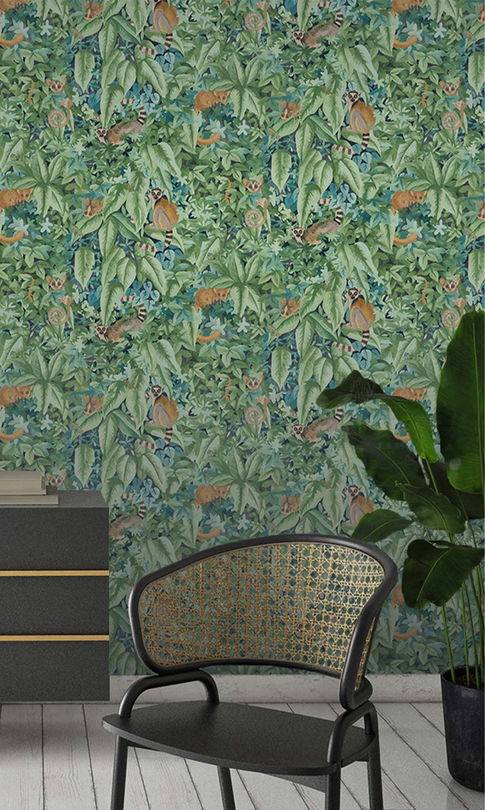 Aqua/Green Lush Foliage Wallpaper R10260