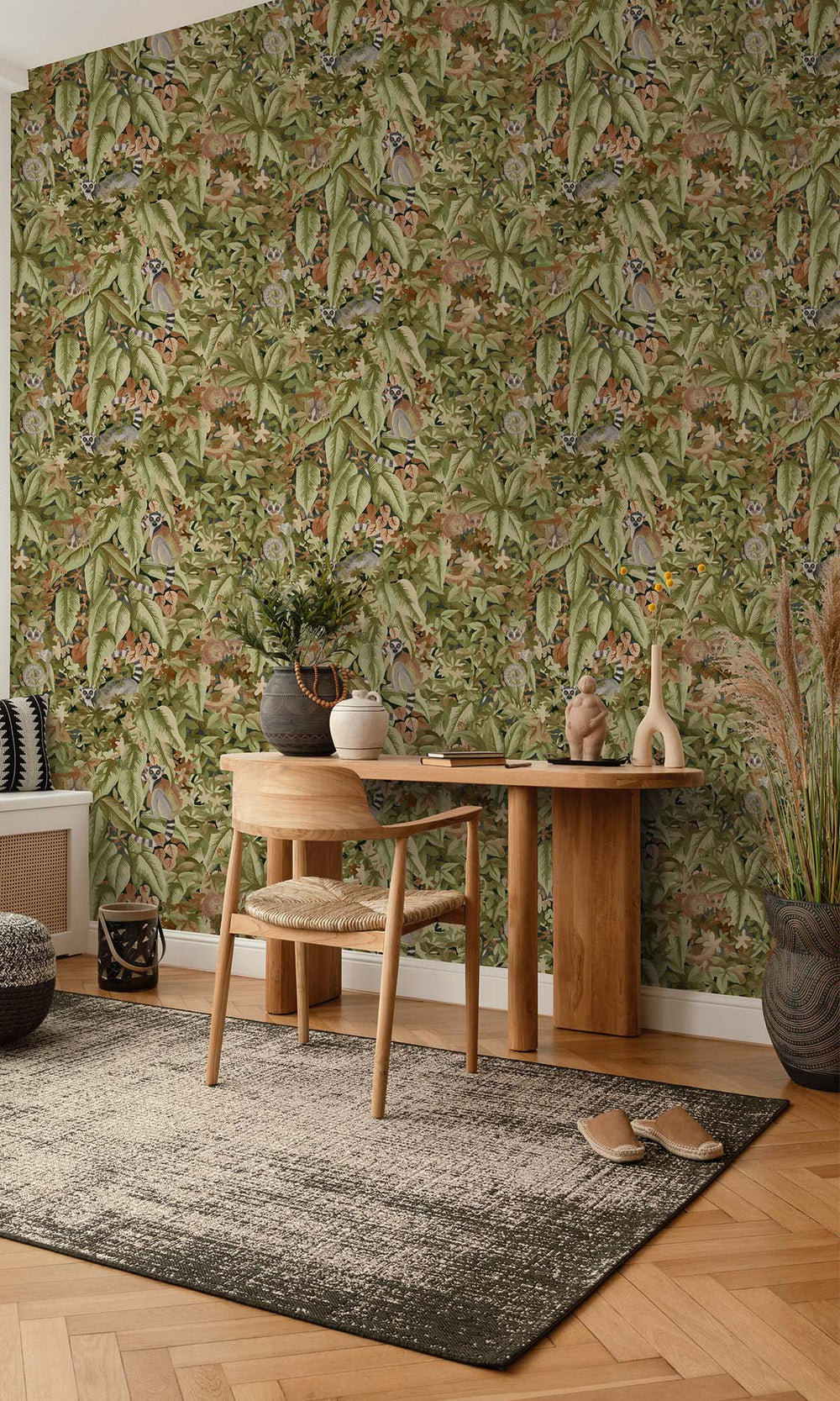 Rust/Green Lush Foliage Wallpaper R10261
