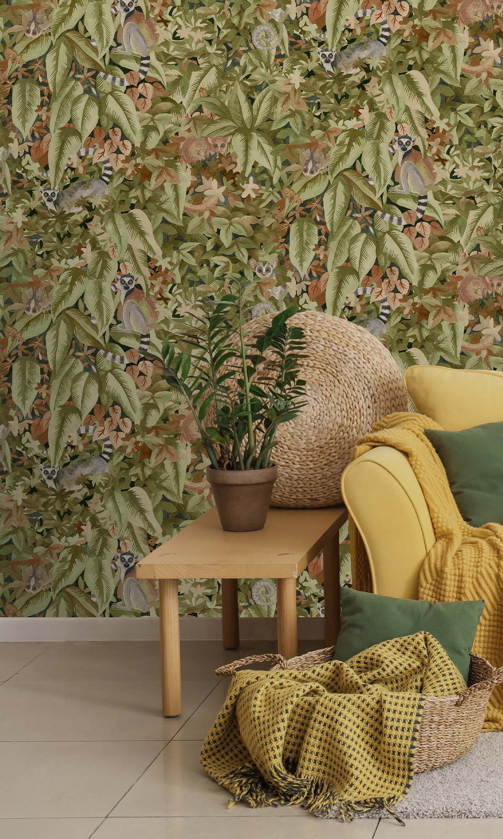 Rust/Green Lush Foliage Wallpaper R10261