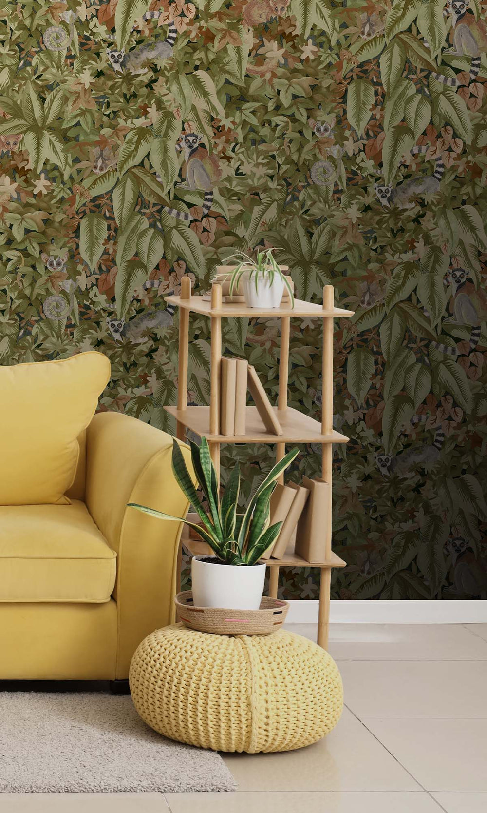 Rust/Green Lush Foliage Wallpaper R10261