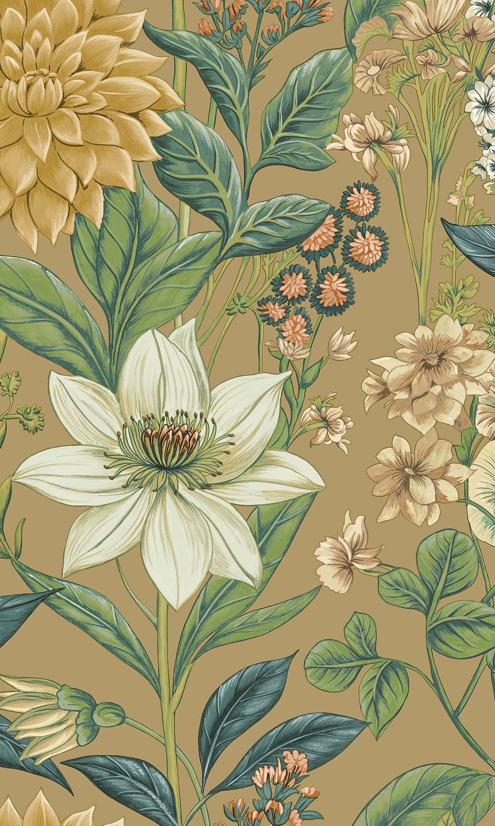 Gold Cascading Anemone Wallpaper R10262
