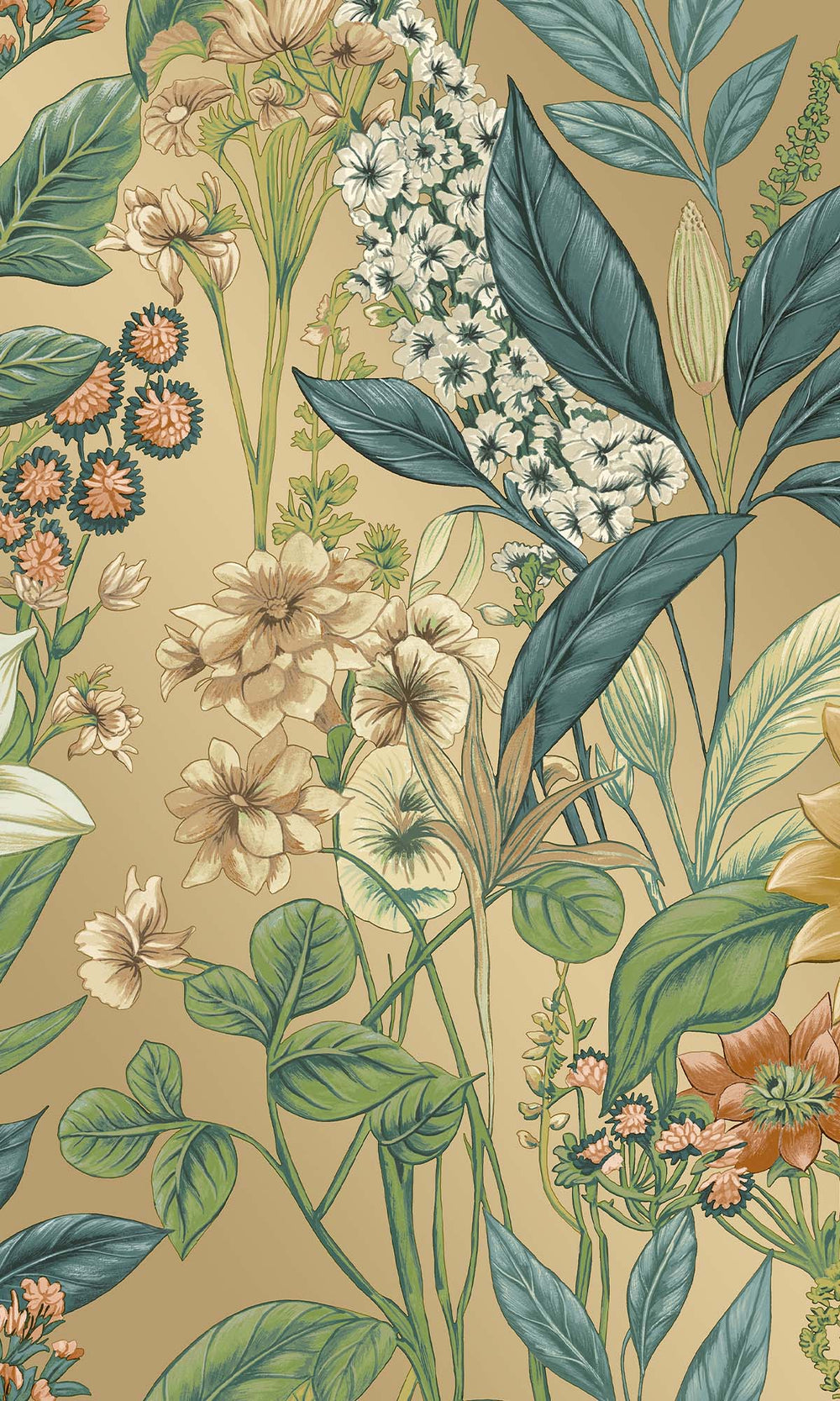 Gold Cascading Anemone Wallpaper R10262