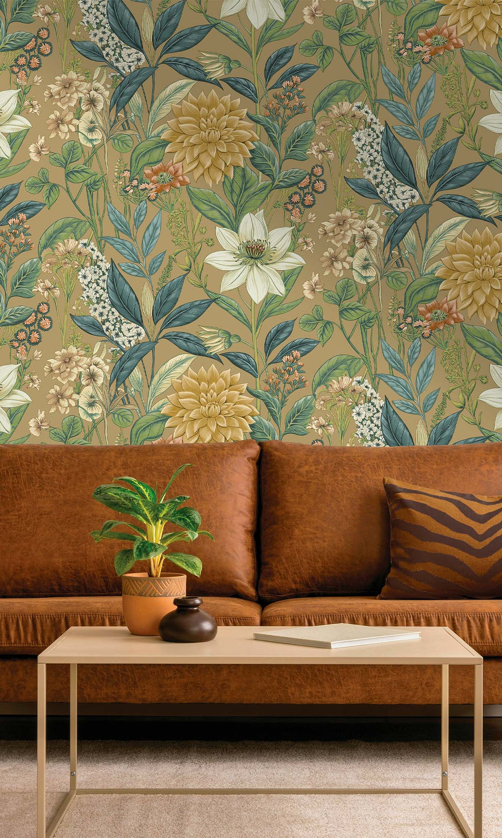 Gold Cascading Anemone Wallpaper R10262