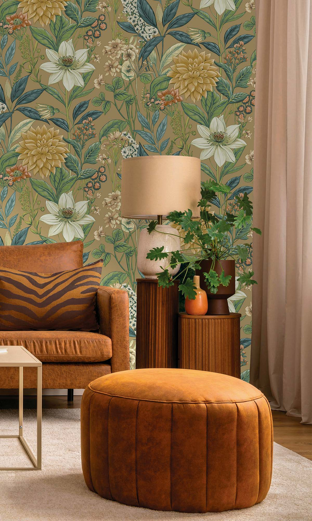 Gold Cascading Anemone Wallpaper R10262